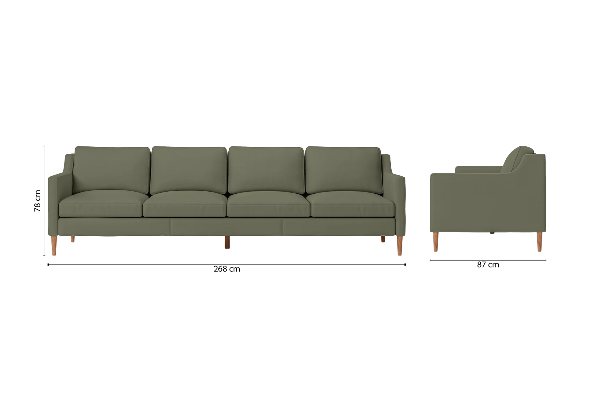 Greco 4 Seater Sofa Sage Leather