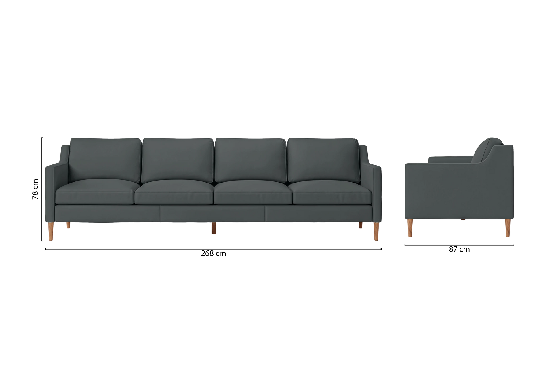 Greco 4 Seater Sofa Slate Leather