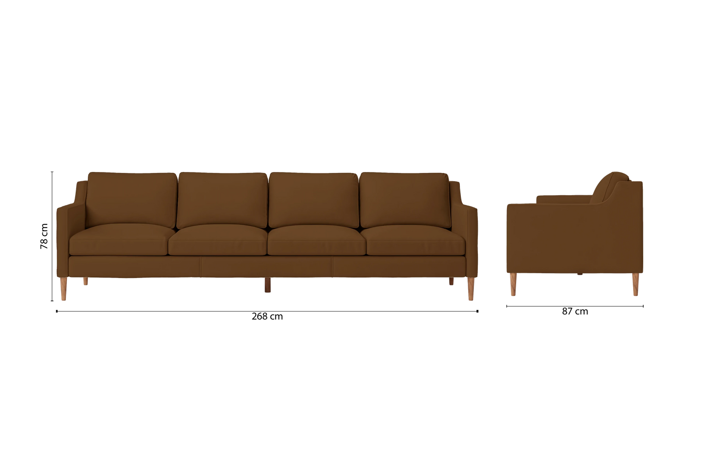 Greco 4 Seater Sofa Walnut Brown Leather