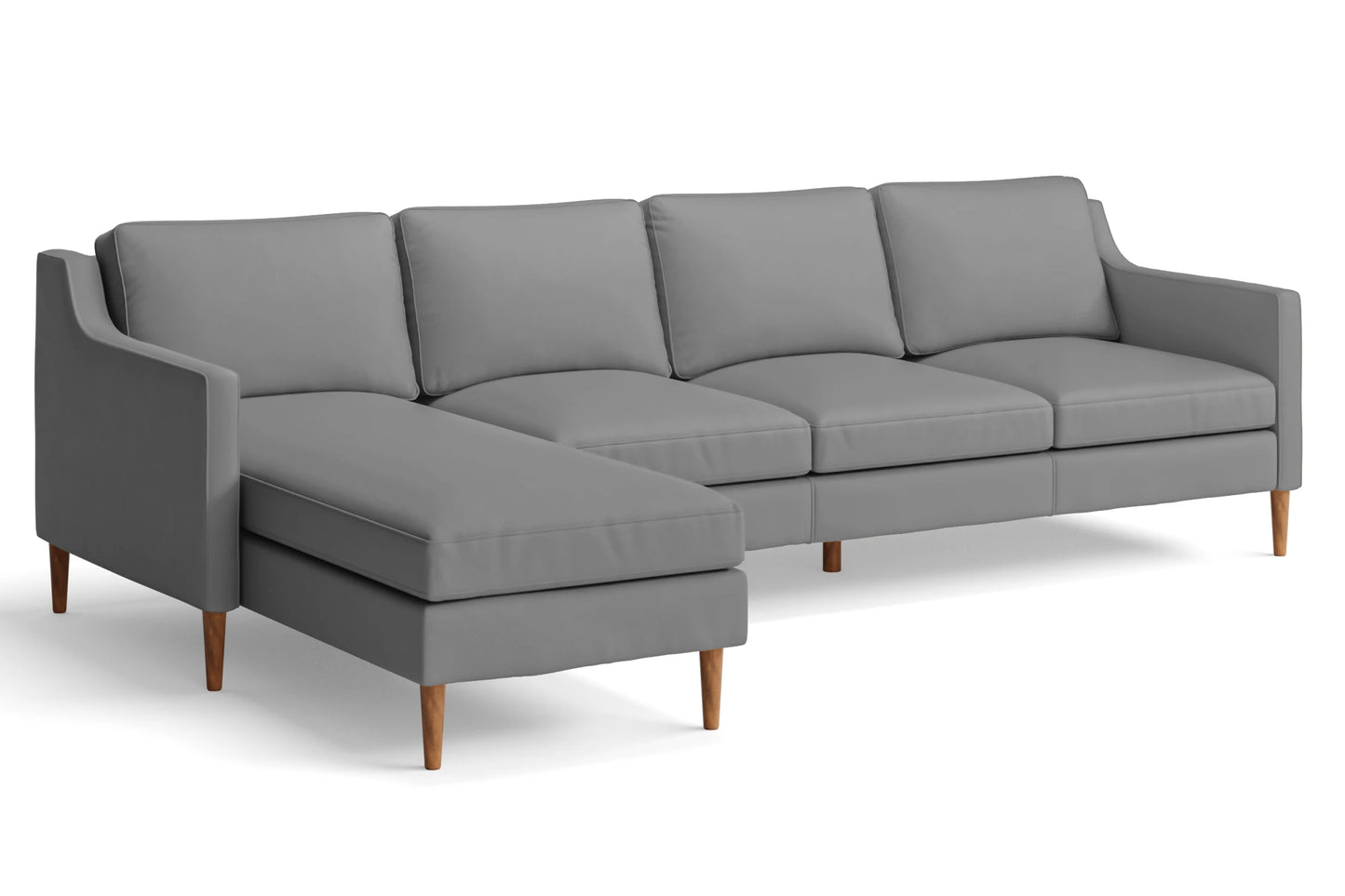 Greco 4 Seater Left Hand Facing Chaise Lounge Corner Sofa Grey Leather