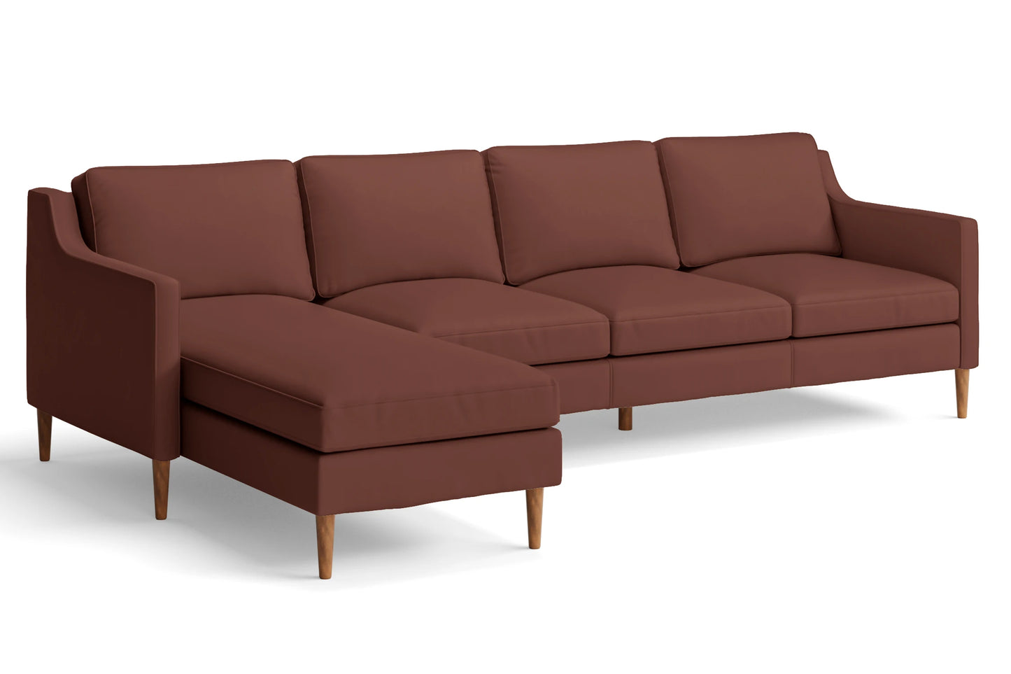 Greco 4 Seater Left Hand Facing Chaise Lounge Corner Sofa Mauve Leather