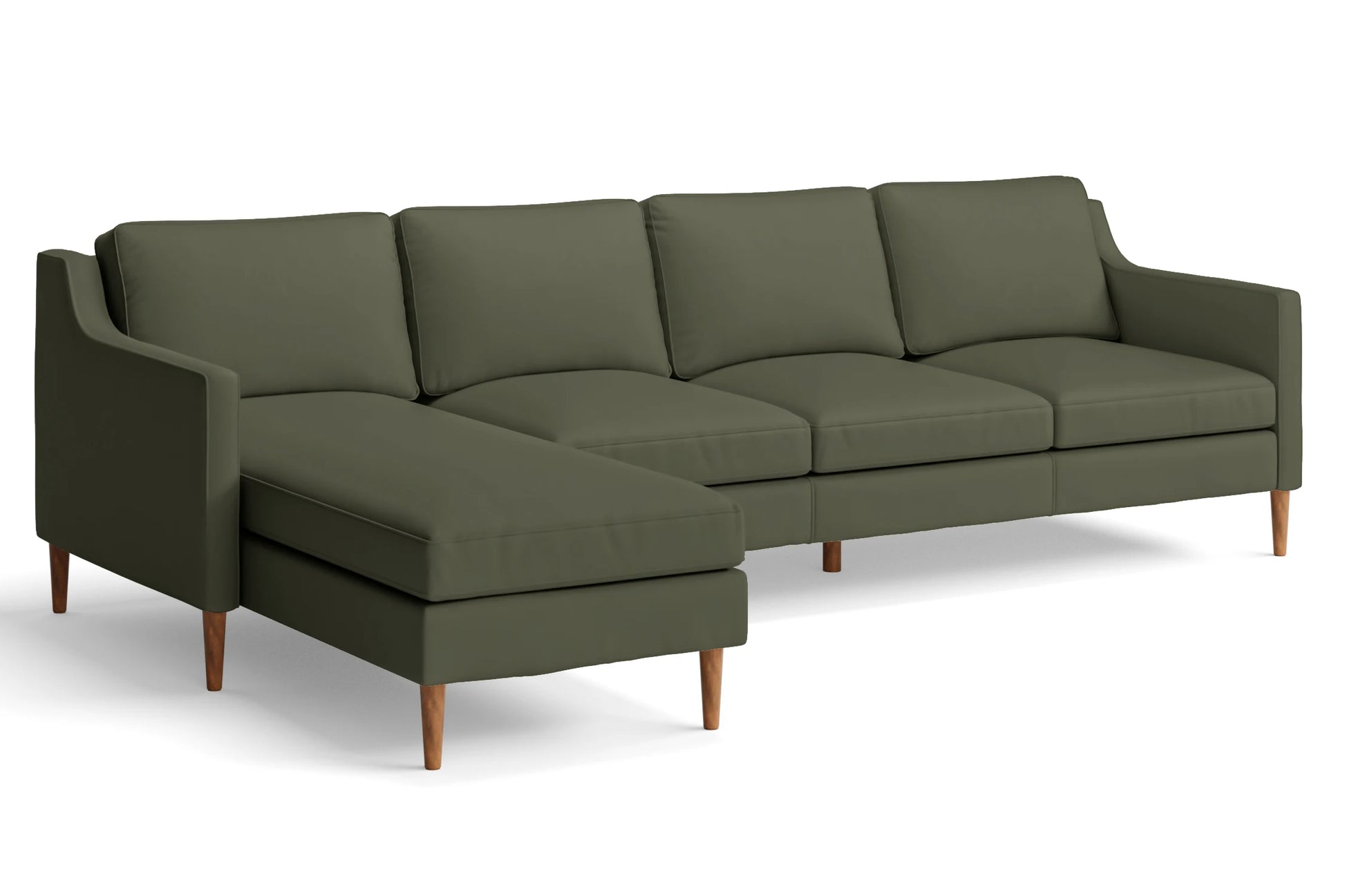 Greco 4 Seater Left Hand Facing Chaise Lounge Corner Sofa Sage Leather