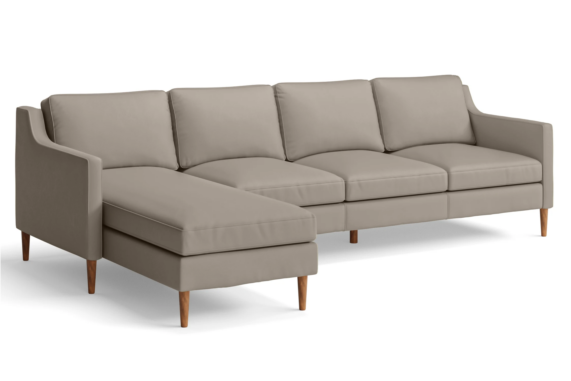 Greco 4 Seater Left Hand Facing Chaise Lounge Corner Sofa Sand Leather