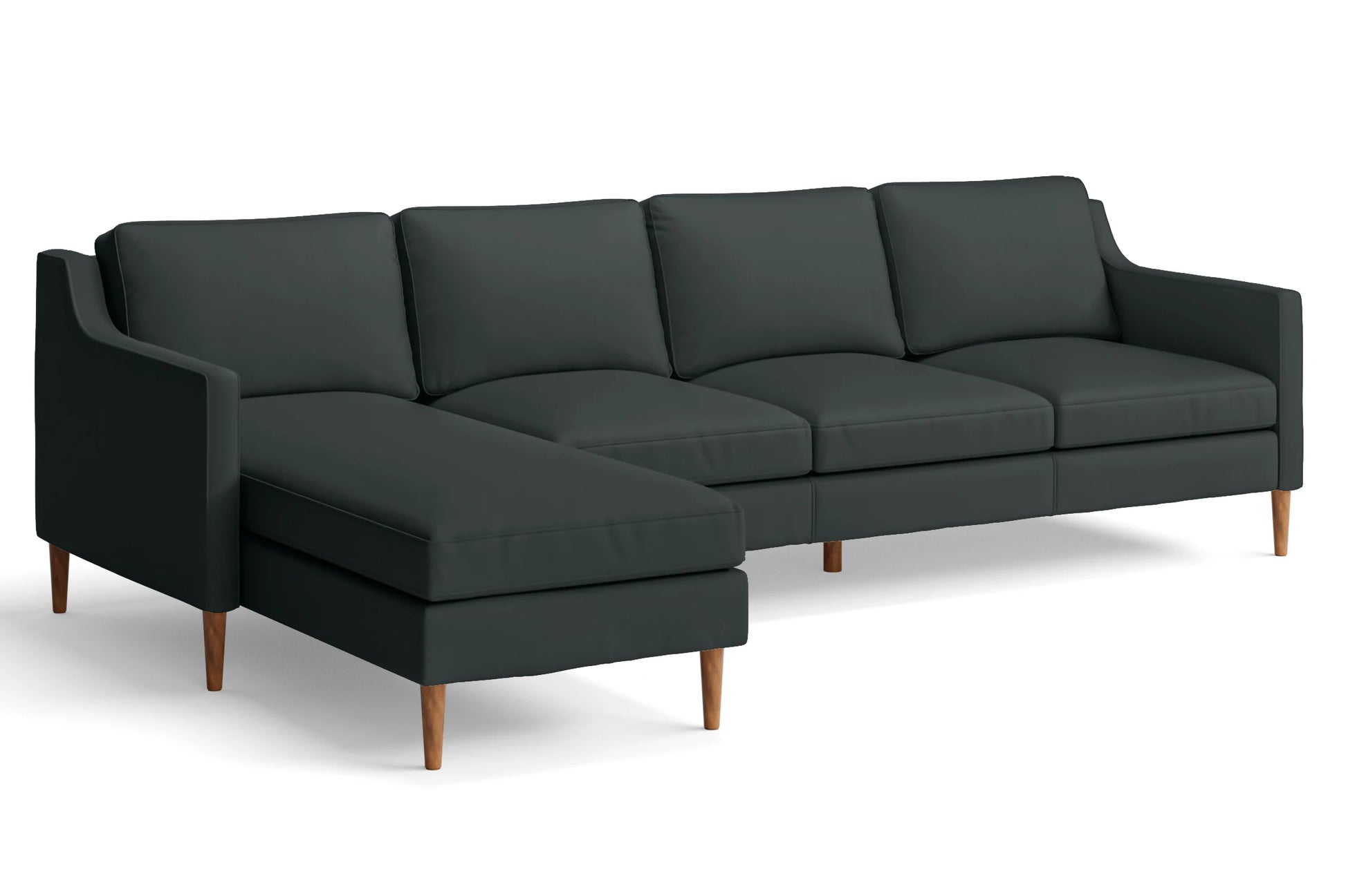 Greco 4 Seater Left Hand Facing Chaise Lounge Corner Sofa Slate Leather