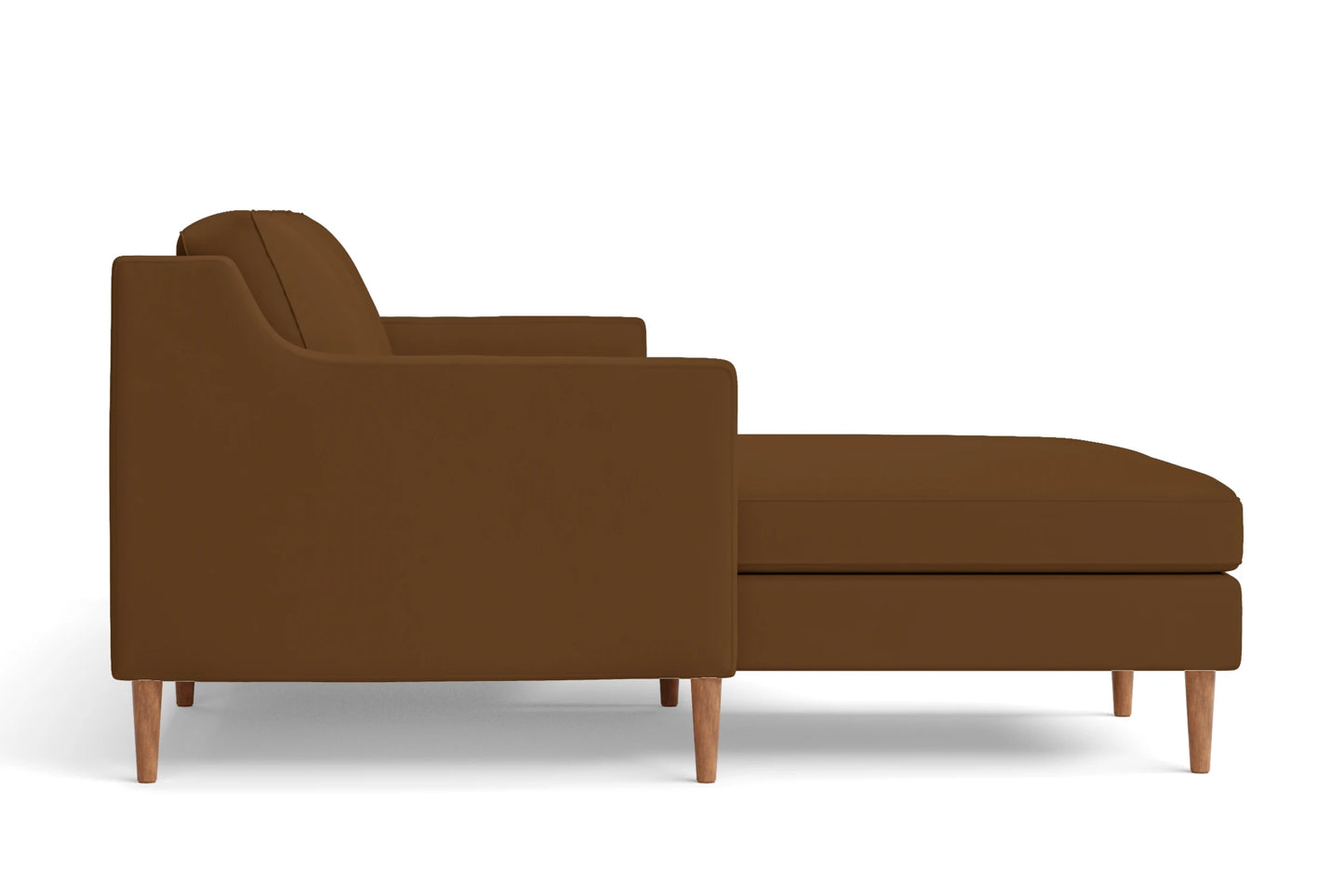 Greco 4 Seater Left Hand Facing Chaise Lounge Corner Sofa Walnut Brown Leather