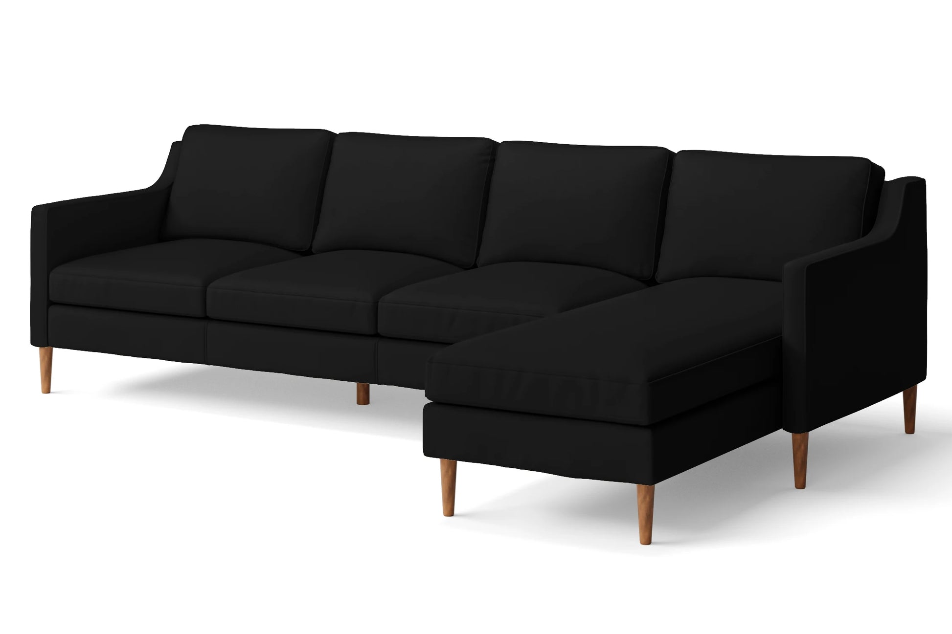 Greco 4 Seater Right Hand Facing Chaise Lounge Corner Sofa Black Leather