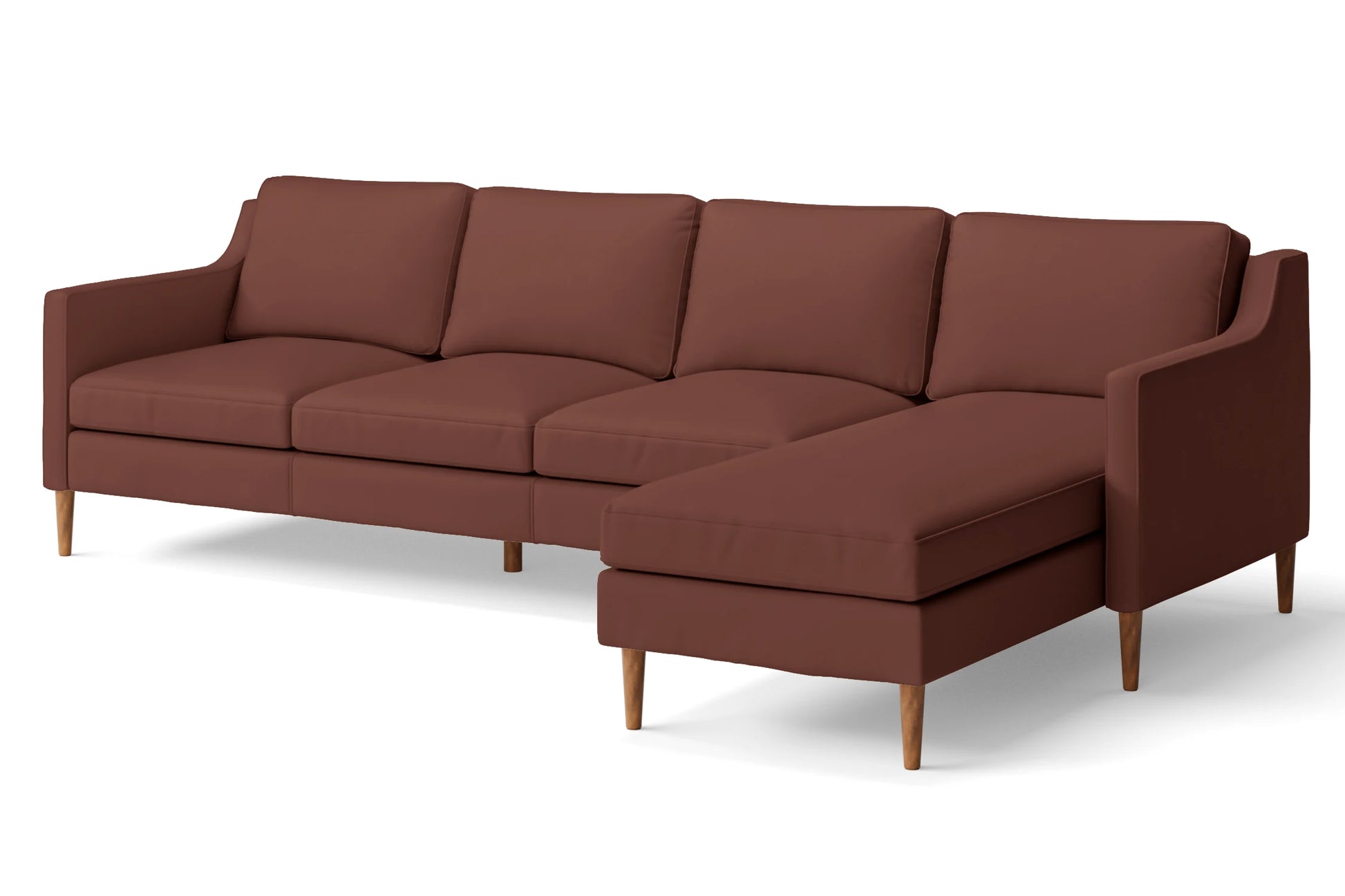 Greco 4 Seater Right Hand Facing Chaise Lounge Corner Sofa Mauve Leather