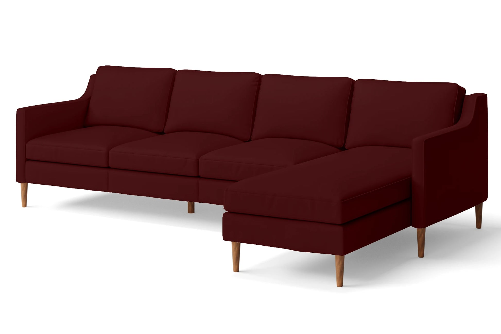 Greco 4 Seater Right Hand Facing Chaise Lounge Corner Sofa Red Leather