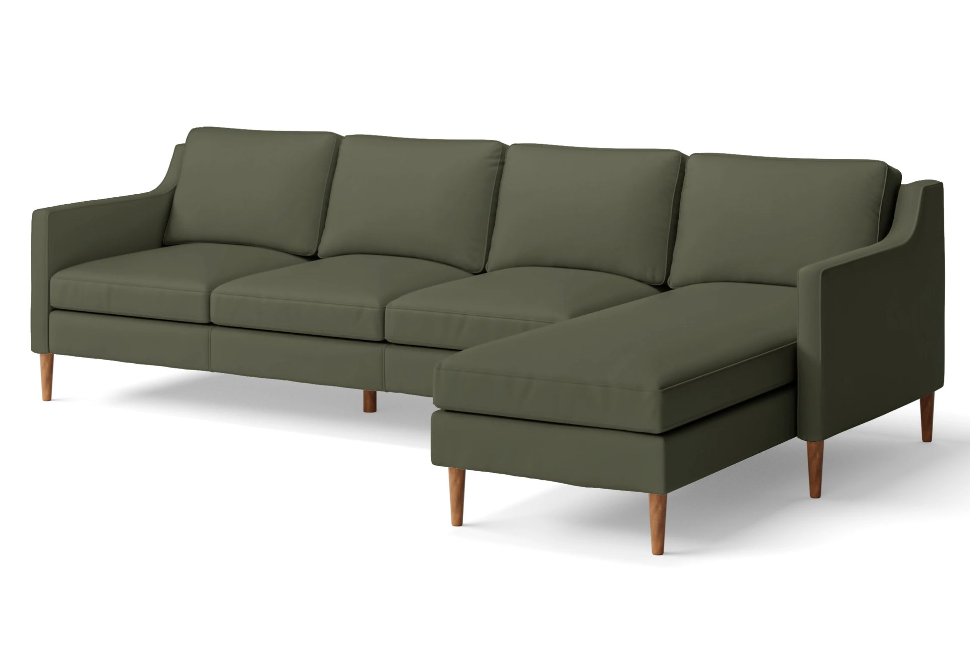 Greco 4 Seater Right Hand Facing Chaise Lounge Corner Sofa Sage Leather