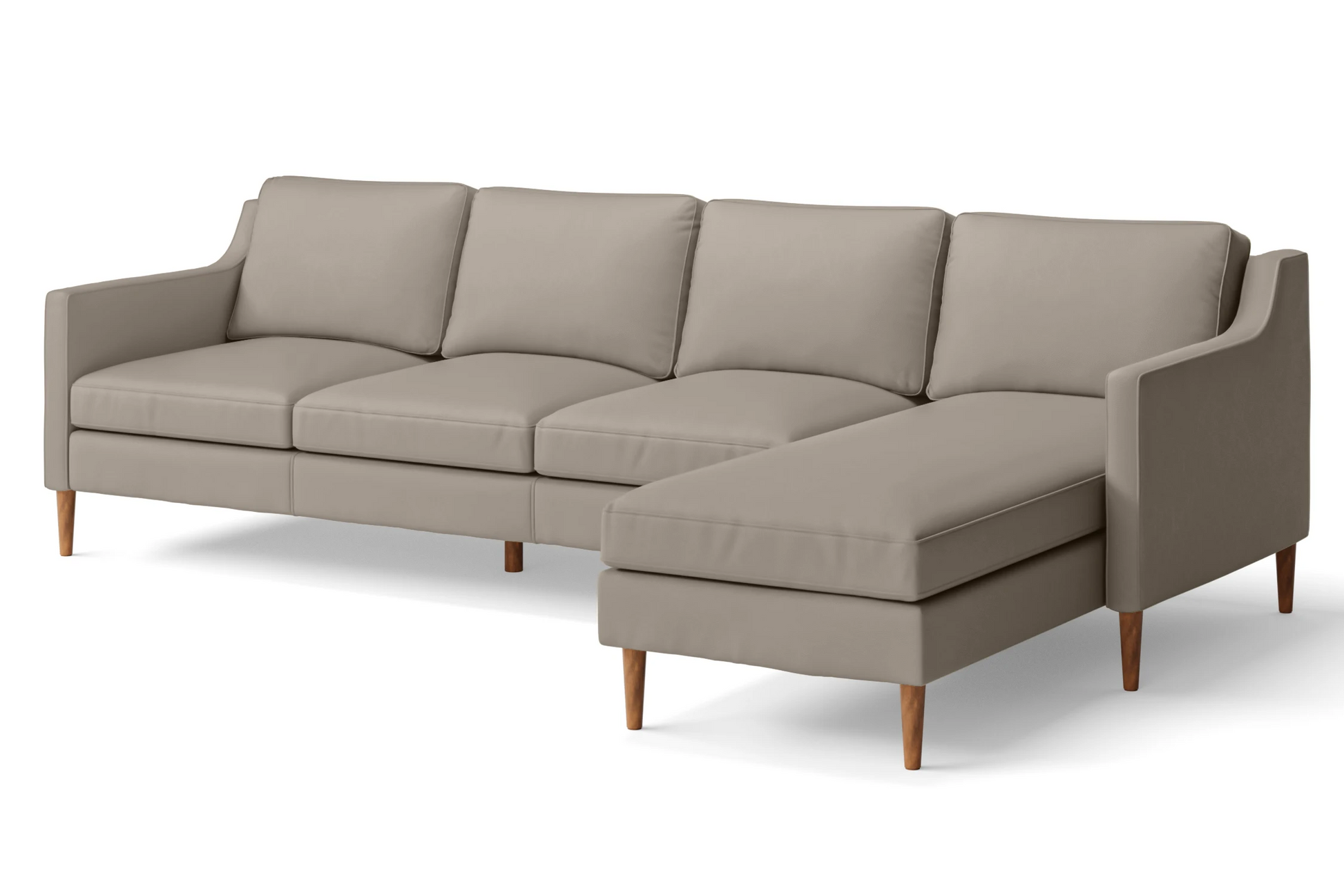 Greco 4 Seater Right Hand Facing Chaise Lounge Corner Sofa Sand Leather