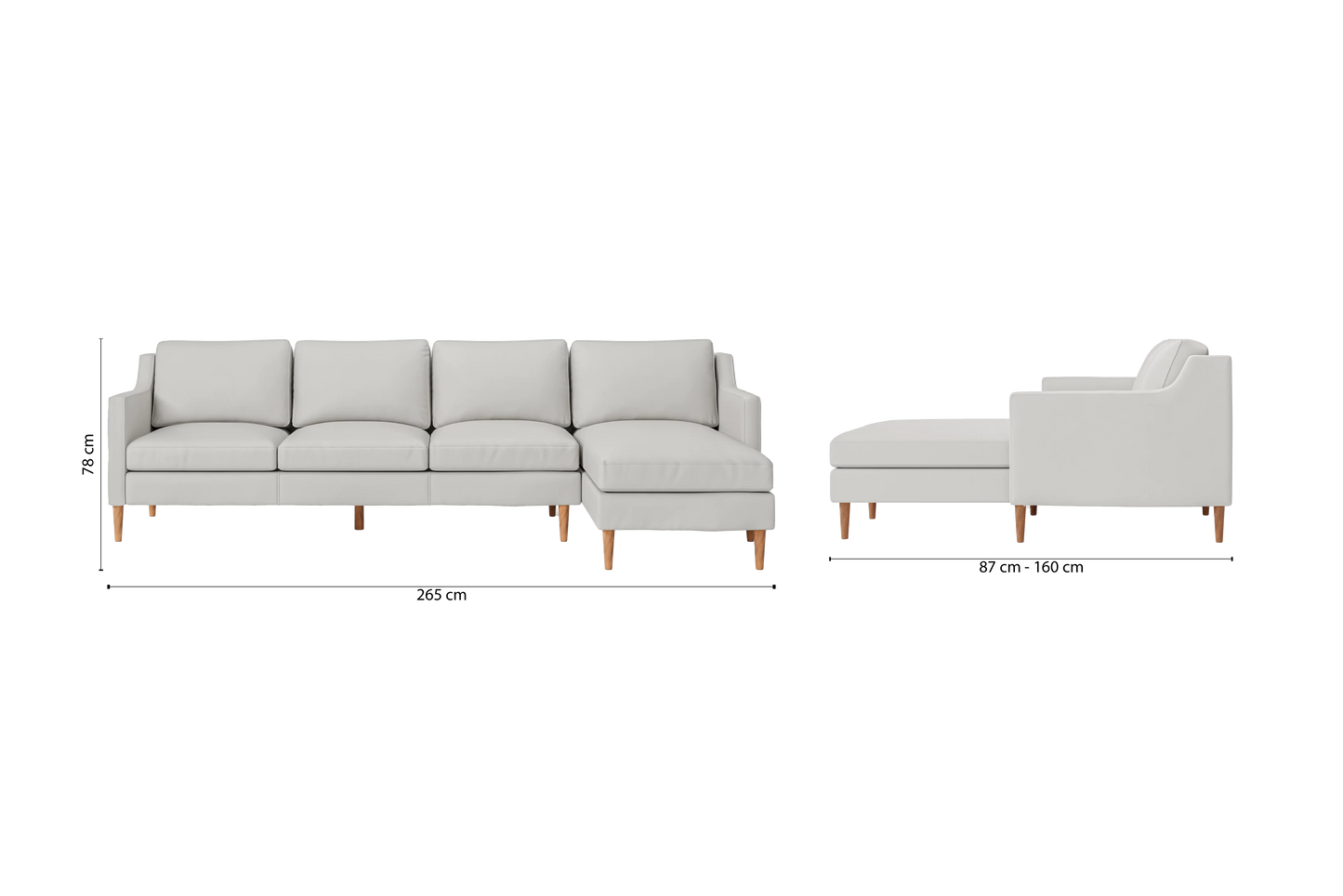 Greco 4 Seater Right Hand Facing Chaise Lounge Corner Sofa White Leather