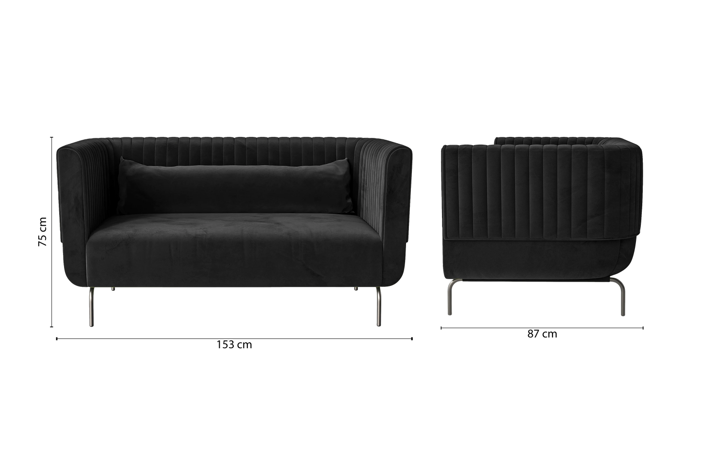 Jackson 2 Seater Sofa Black Velvet