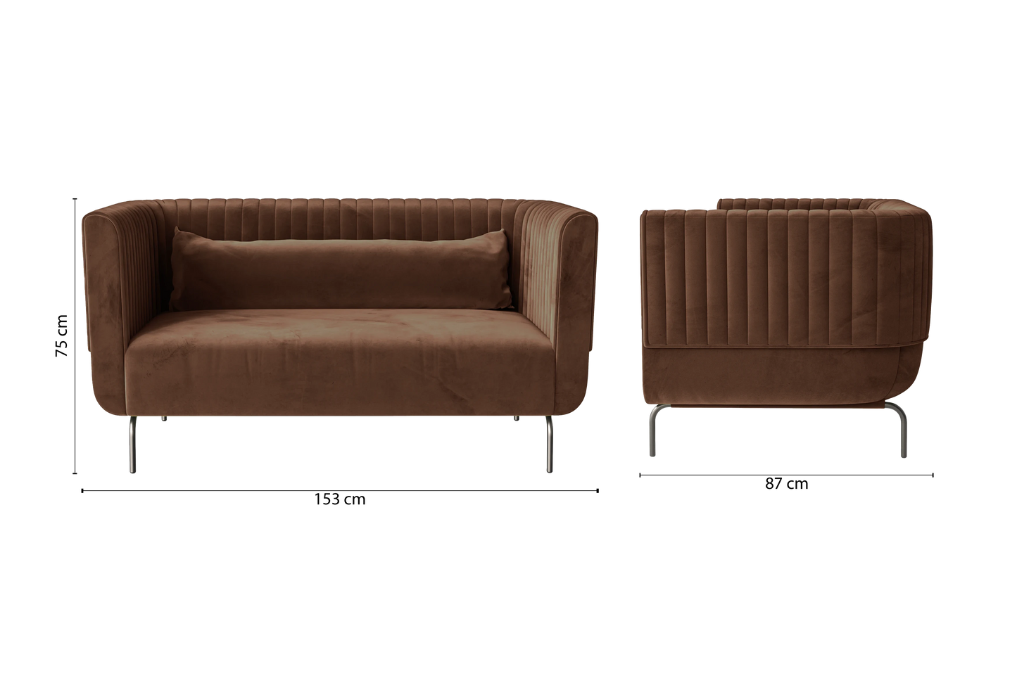 Jackson 2 Seater Sofa Coffee Brown Velvet