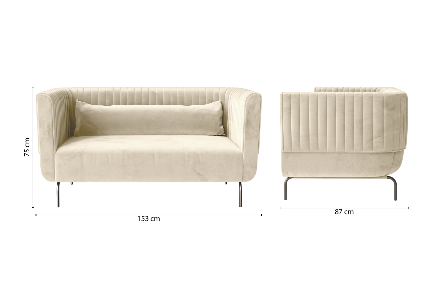 Jackson 2 Seater Sofa Cream Velvet