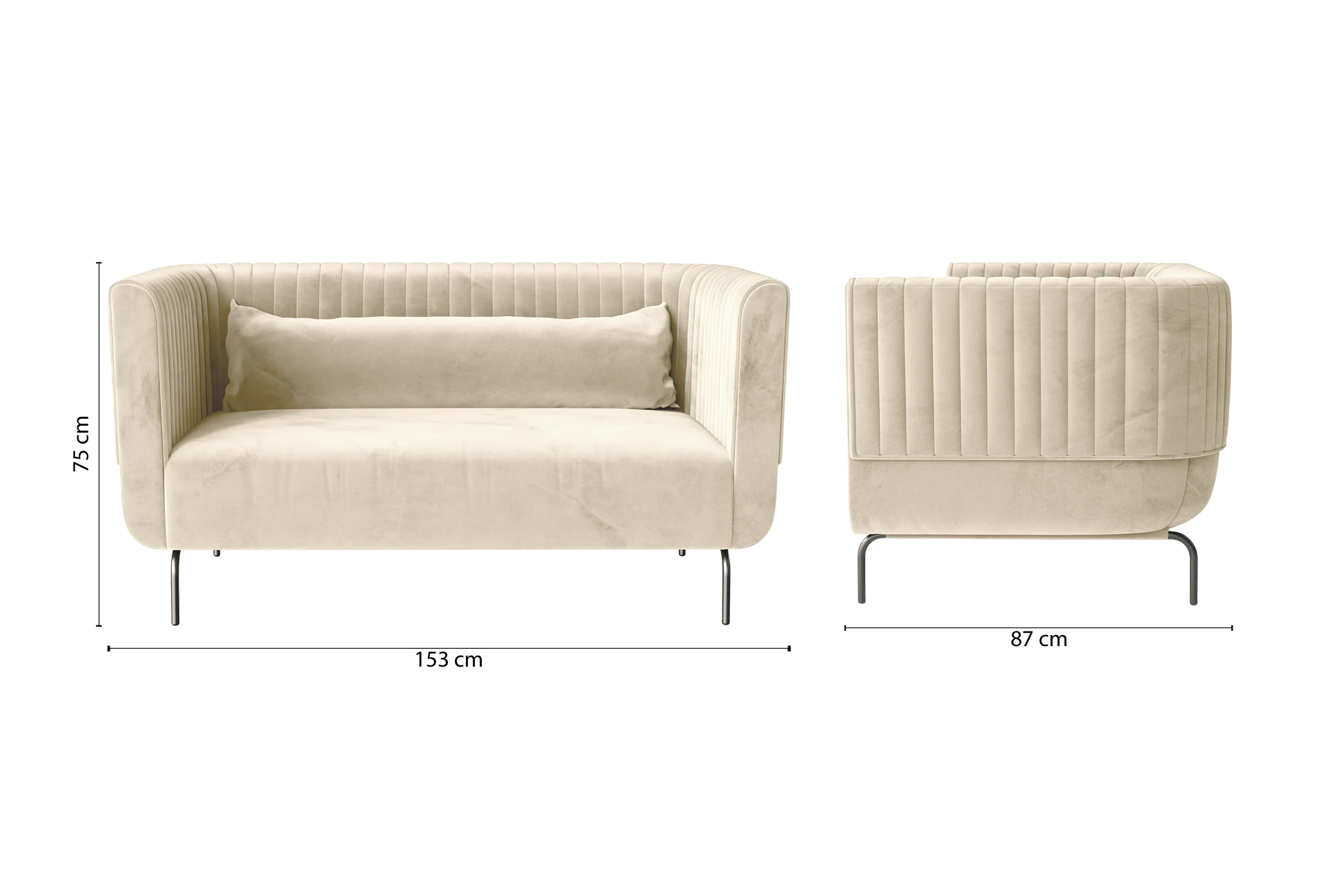 Jackson 2 Seater Sofa Cream Velvet