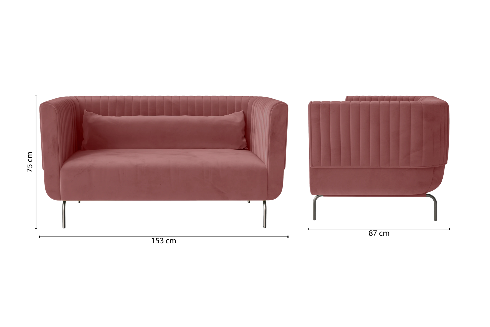 Jackson 2 Seater Sofa Pink Velvet