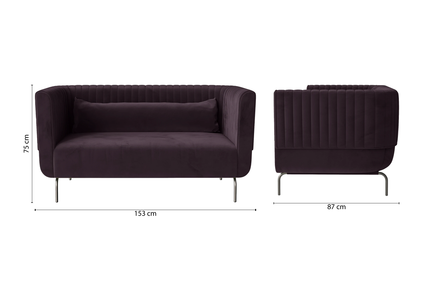 Jackson 2 Seater Sofa Purple Velvet