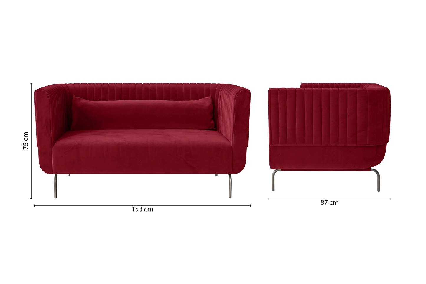 Jackson 2 Seater Sofa Red Velvet