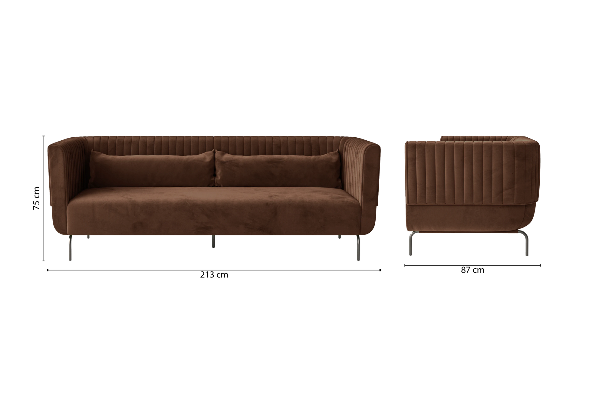 Jackson 3 Seater Sofa Coffee Brown Velvet