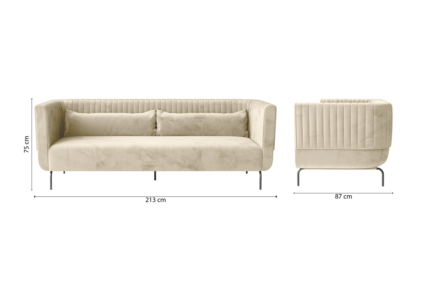 Jackson 3 Seater Sofa Cream Velvet