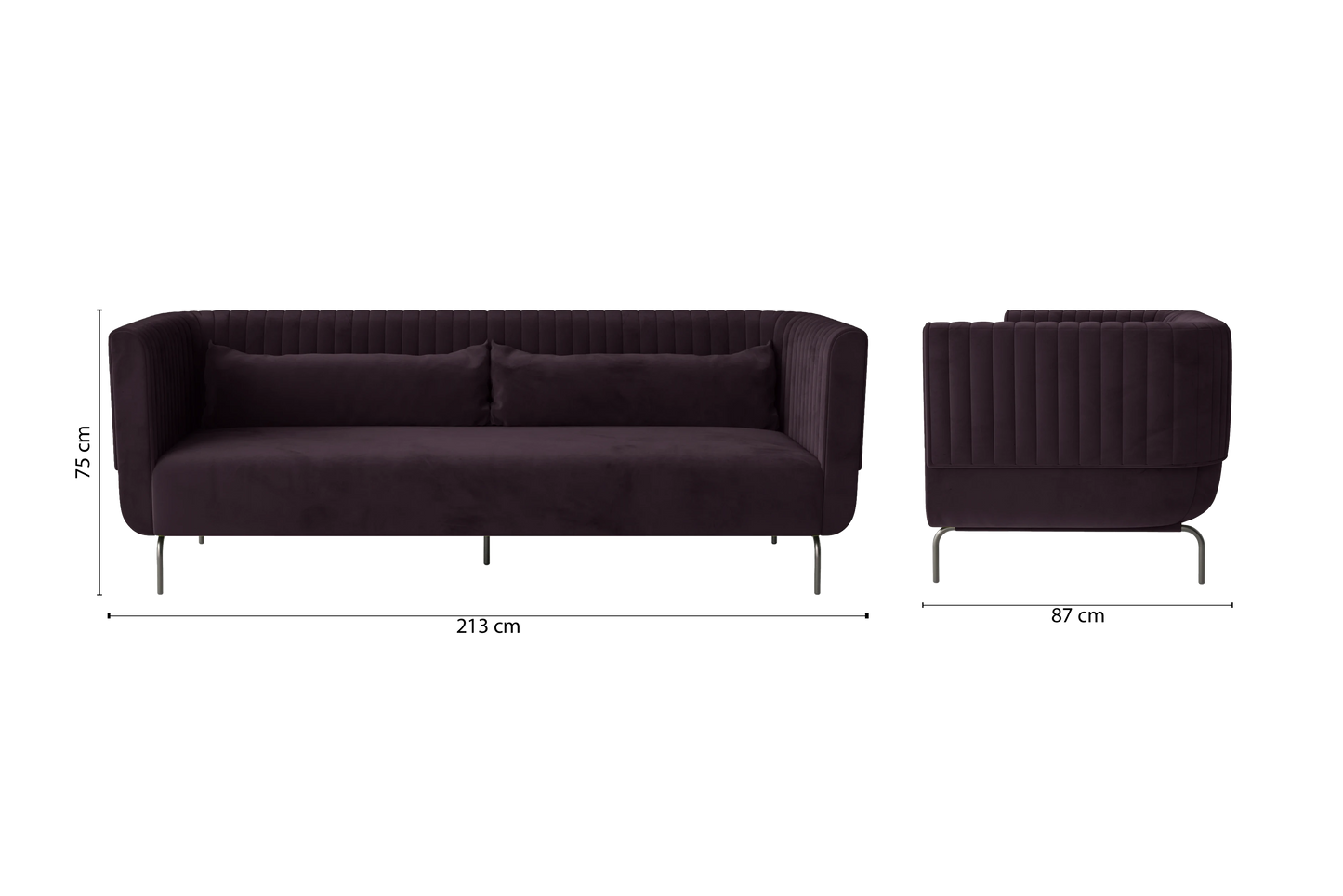 Jackson 3 Seater Sofa Purple Velvet