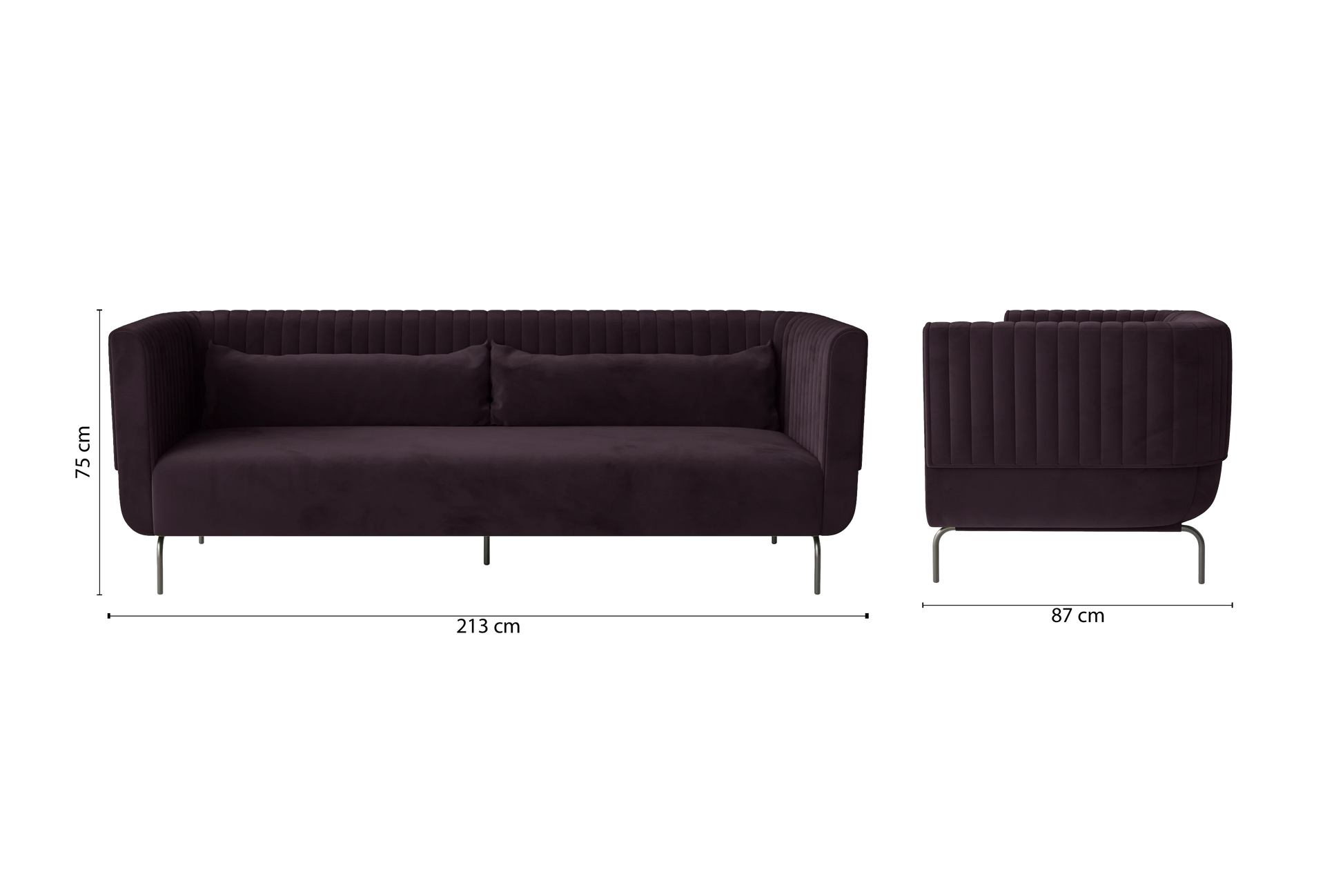 Jackson 3 Seater Sofa Purple Velvet