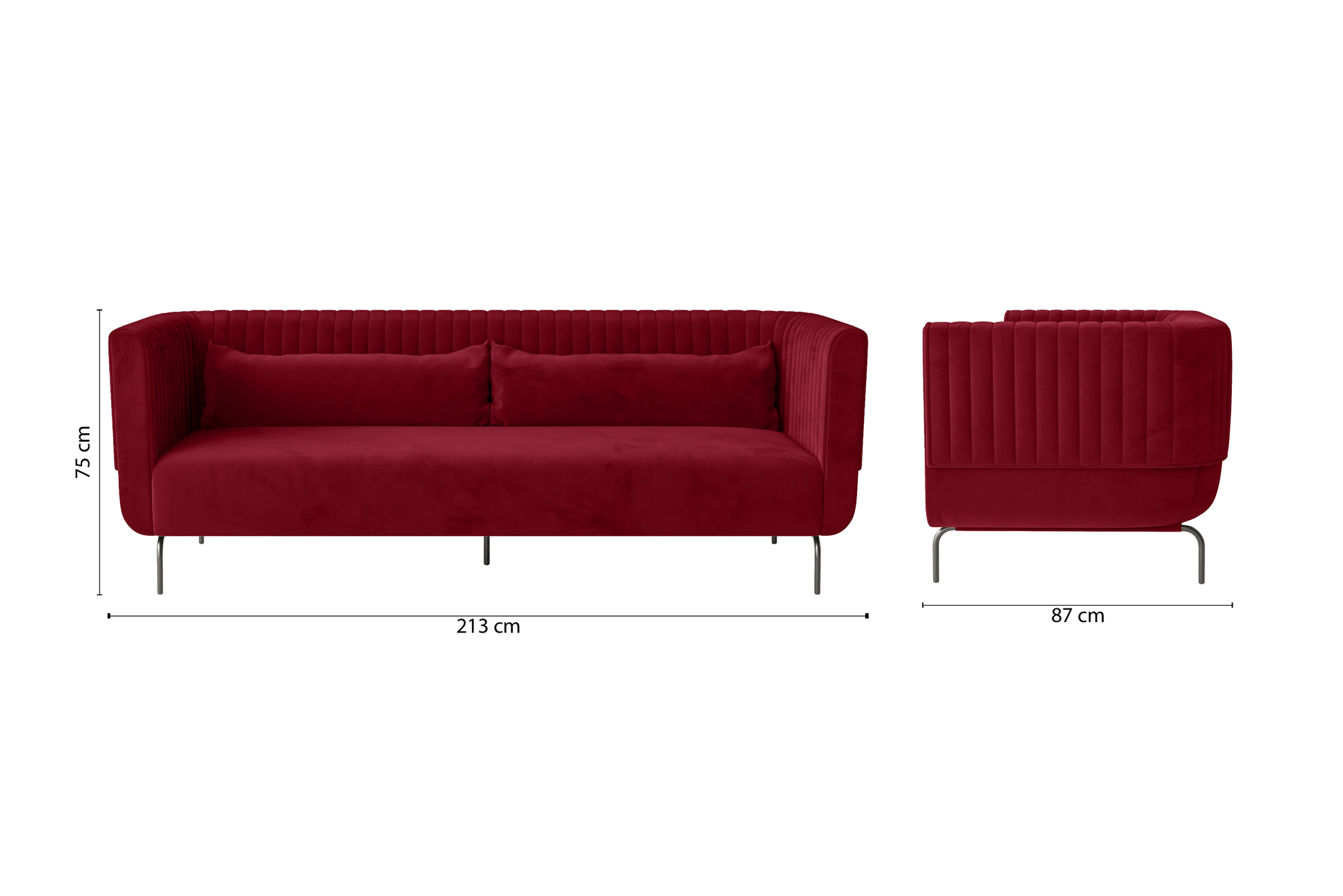 Jackson 3 Seater Sofa Red Velvet