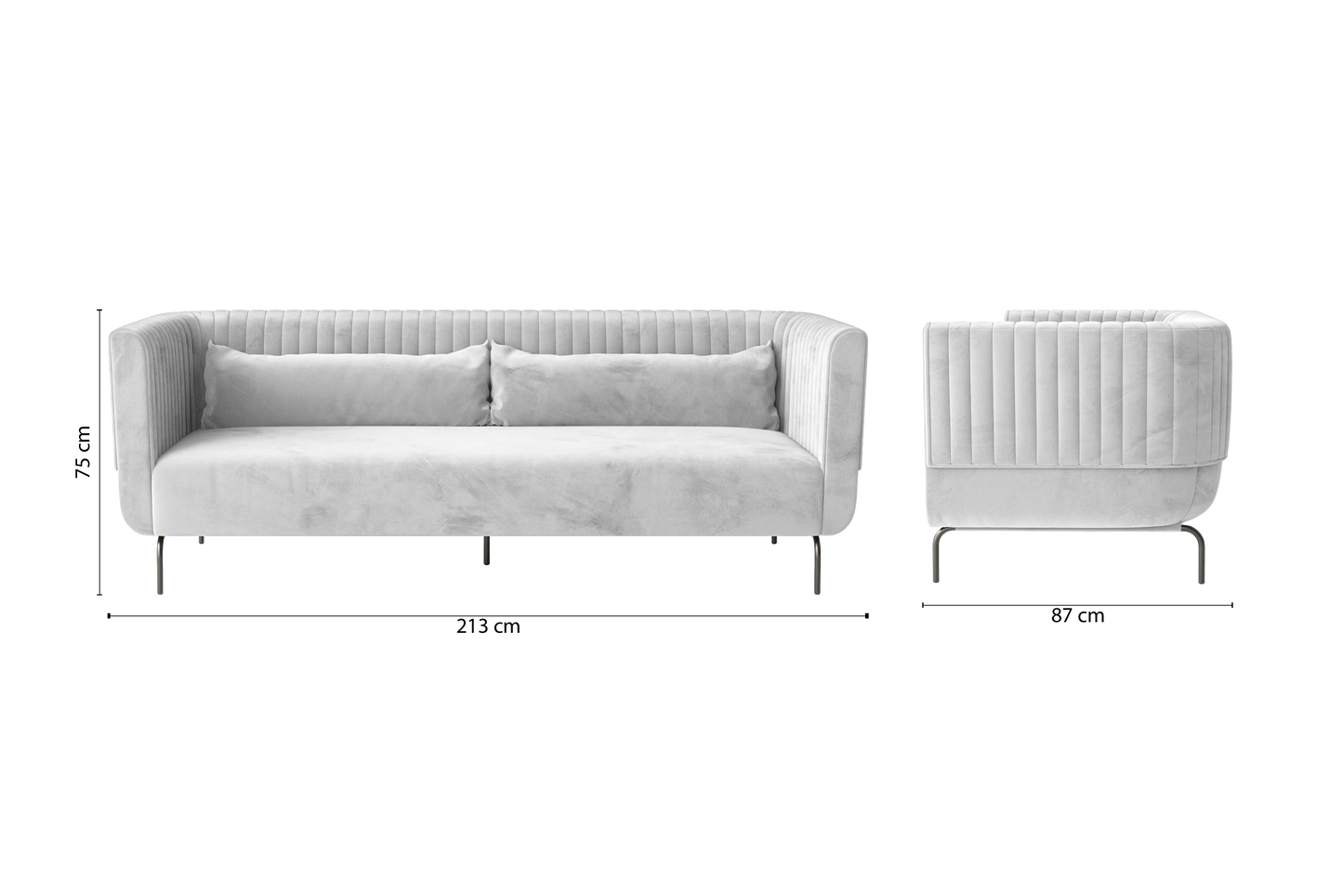 Jackson 3 Seater Sofa White Velvet