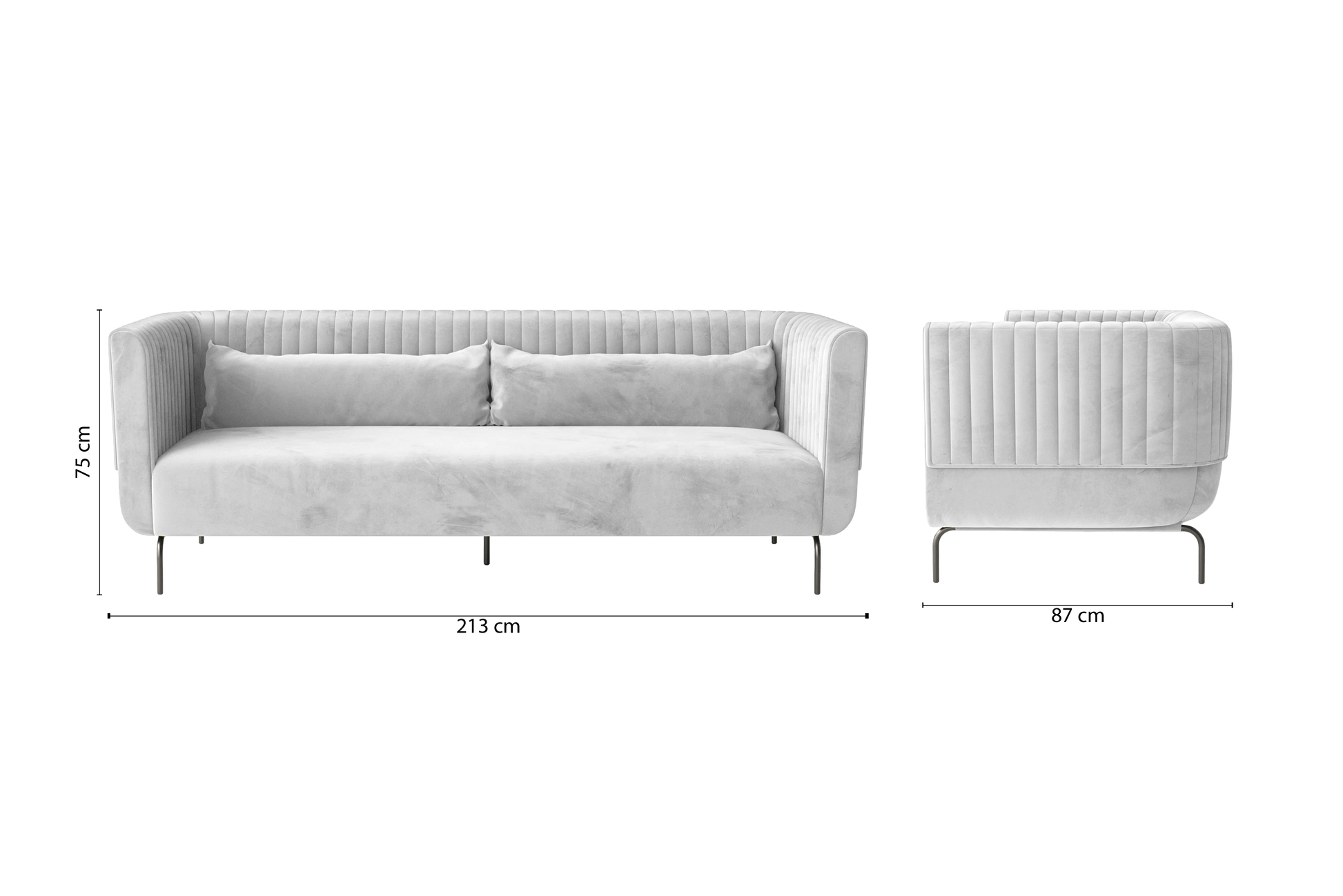 Jackson 3 Seater Sofa White Velvet