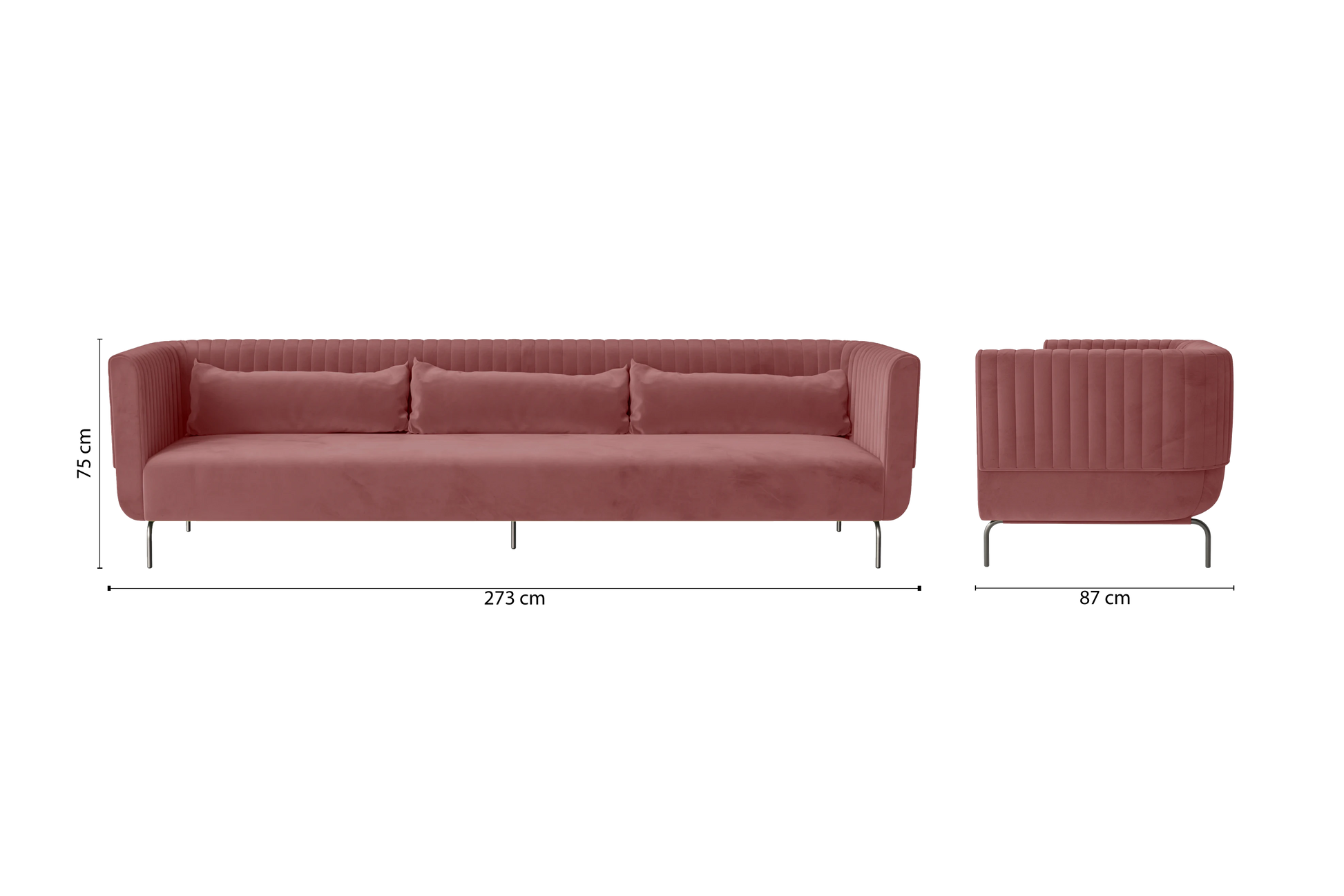 Jackson 4 Seater Sofa Pink Velvet