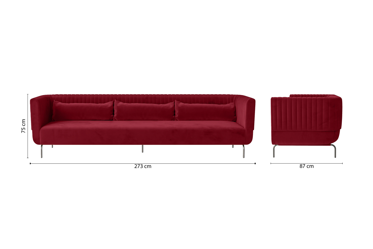 Jackson 4 Seater Sofa Red Velvet