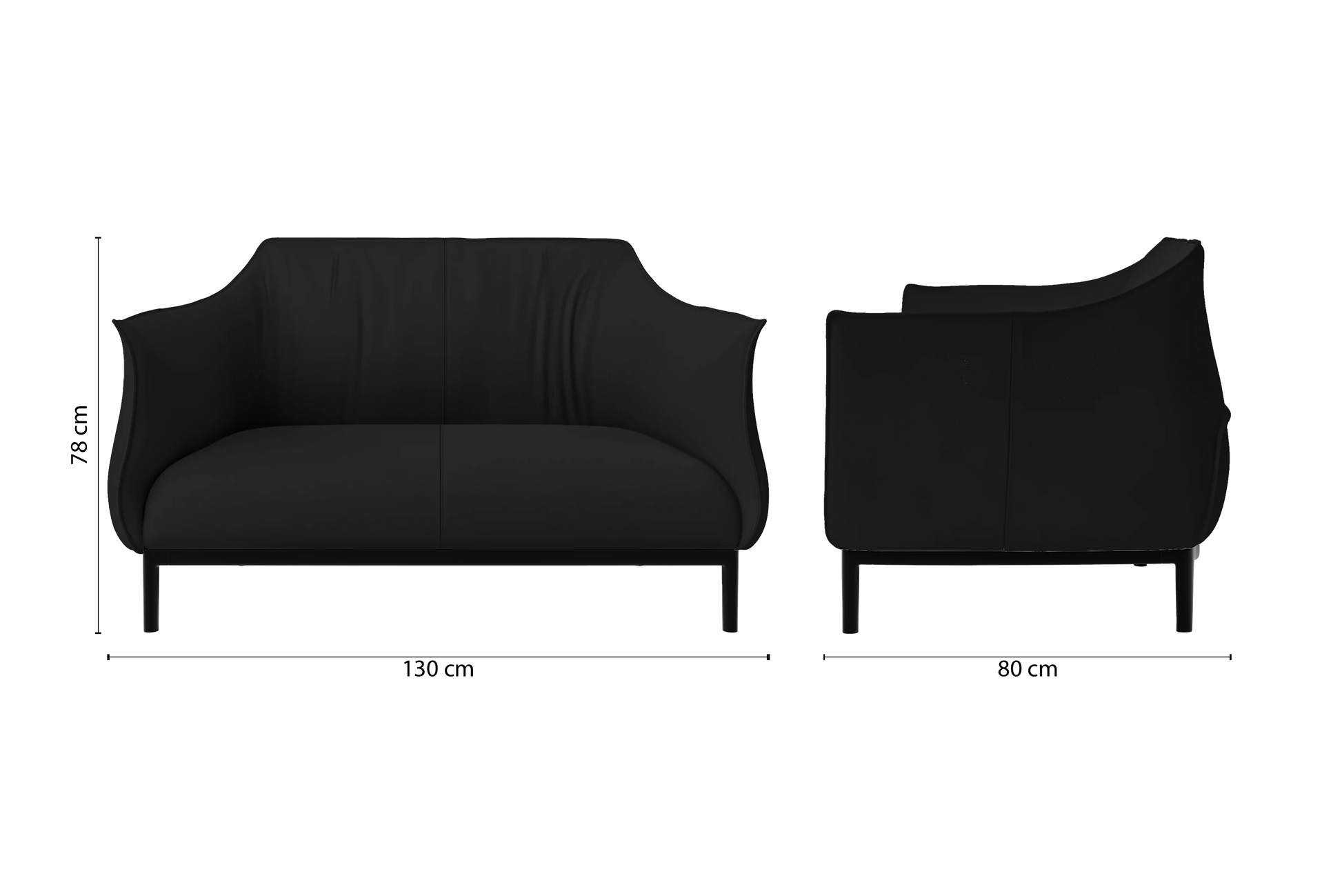 Lamezia 2 Seater Sofa Black Leather