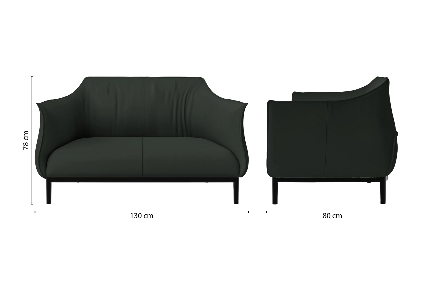 Lamezia 2 Seater Sofa Green Leather