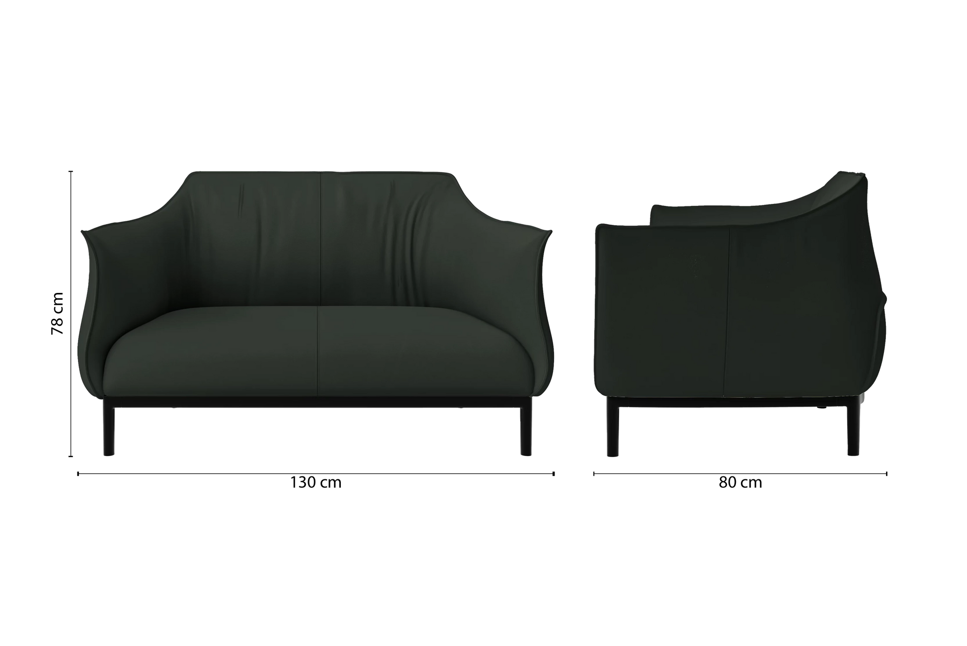 Lamezia 2 Seater Sofa Green Leather