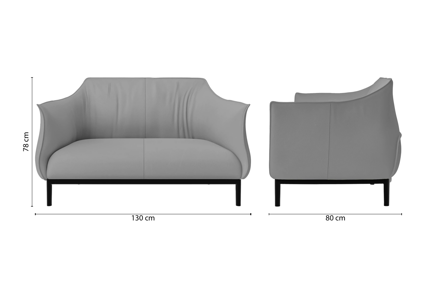 Lamezia 2 Seater Sofa Grey Leather