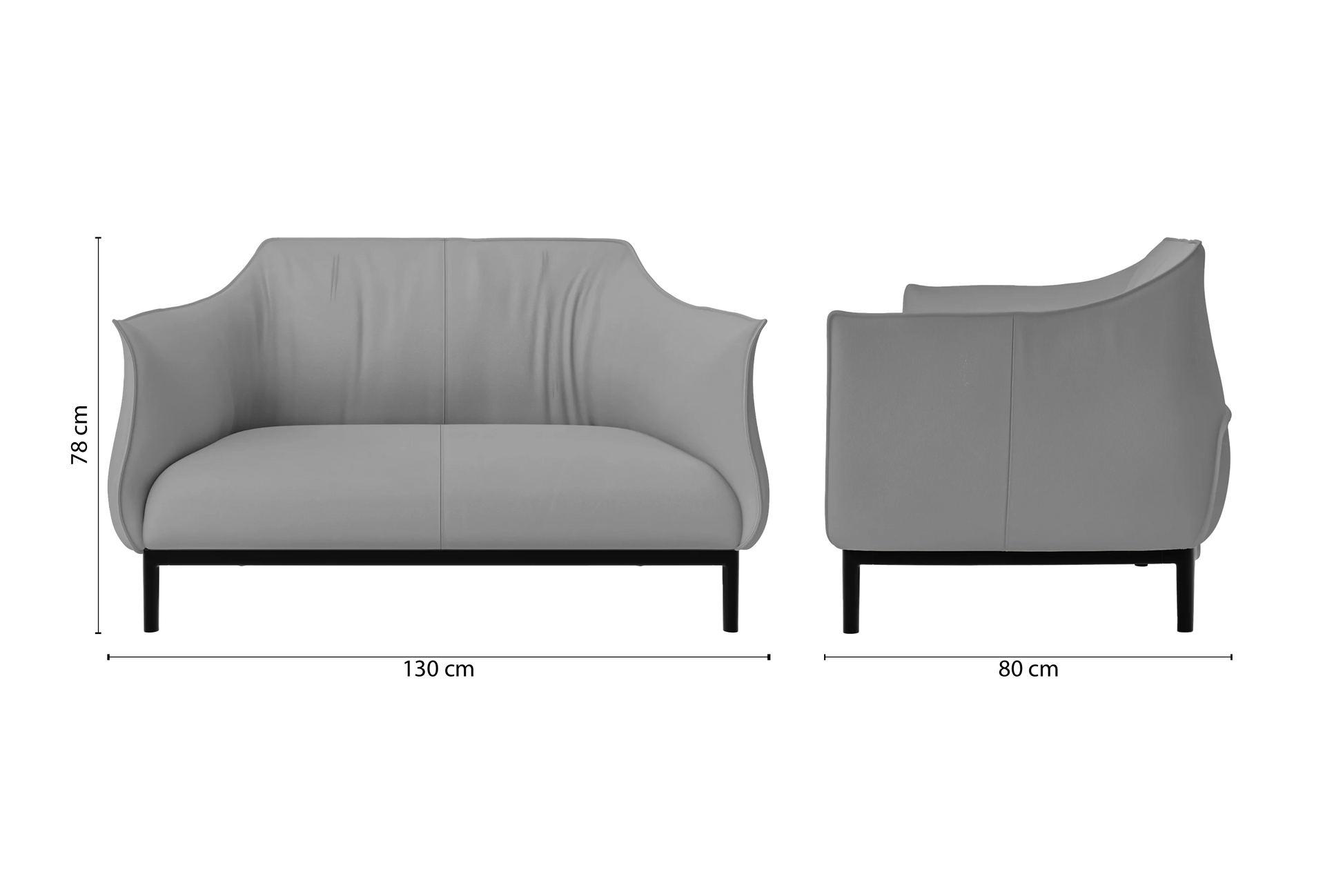 Lamezia 2 Seater Sofa Grey Leather