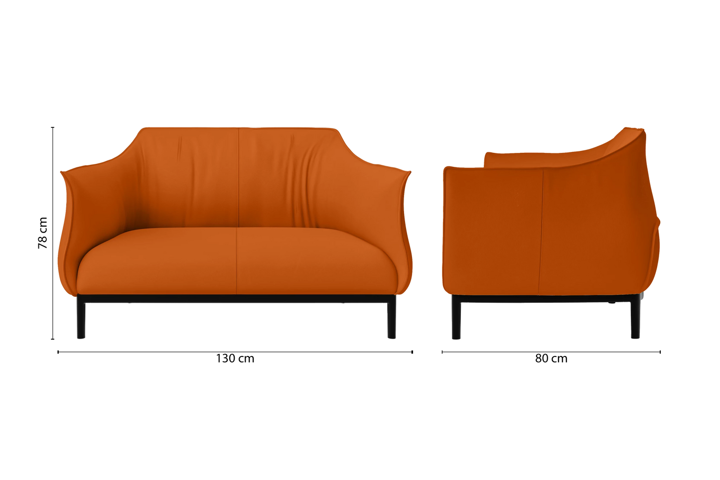 Lamezia 2 Seater Sofa Orange Leather