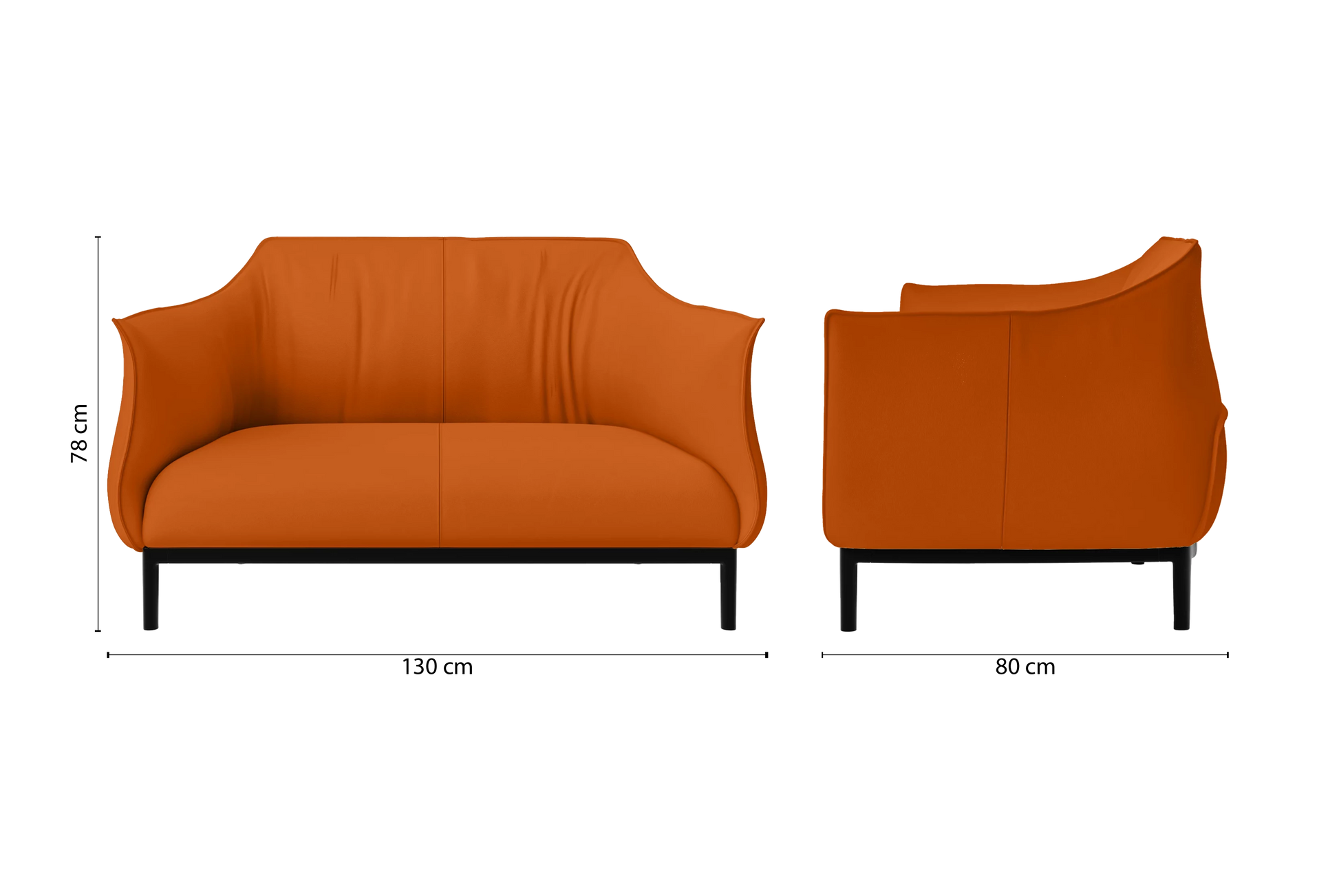 Lamezia 2 Seater Sofa Orange Leather