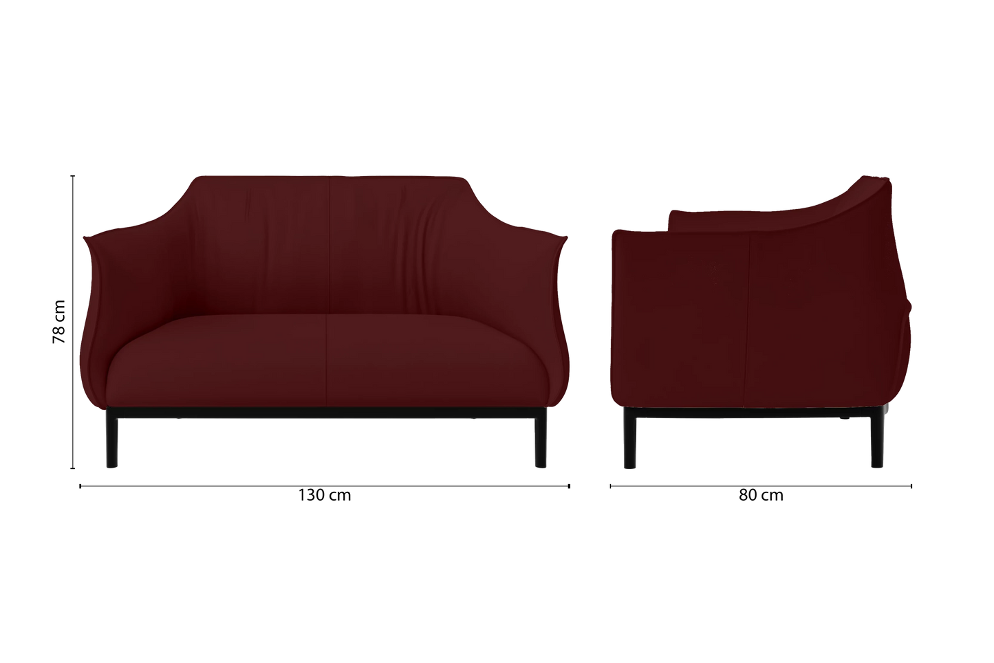 Lamezia 2 Seater Sofa Red Leather