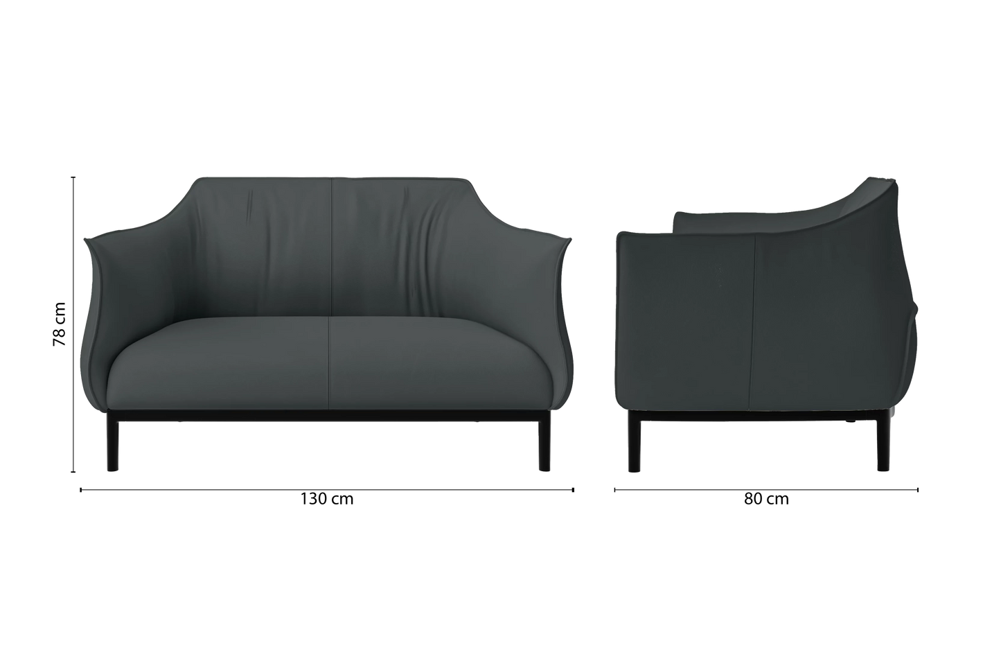 Lamezia 2 Seater Sofa Slate Leather