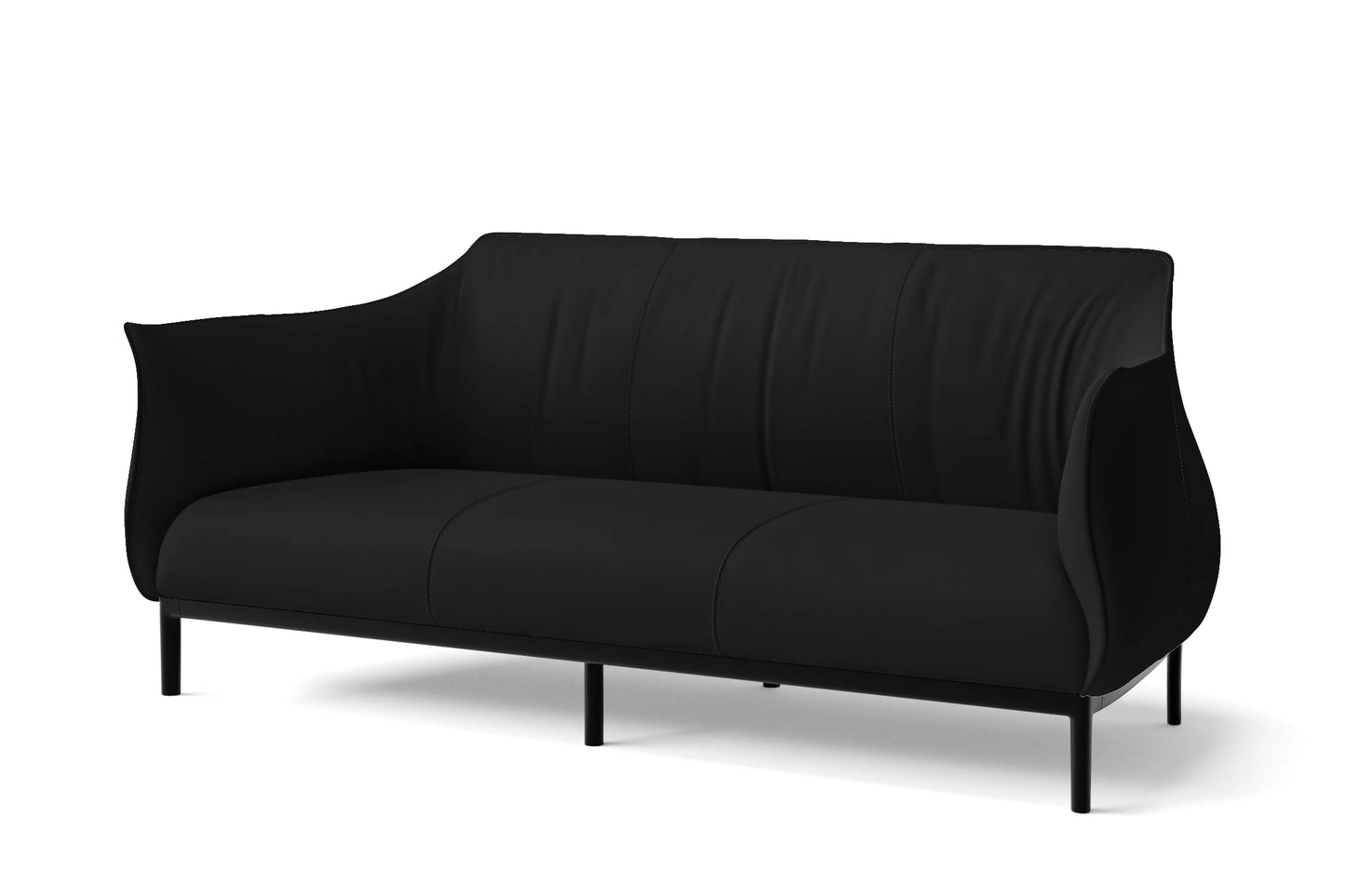 Lamezia 3 Seater Sofa Black Leather