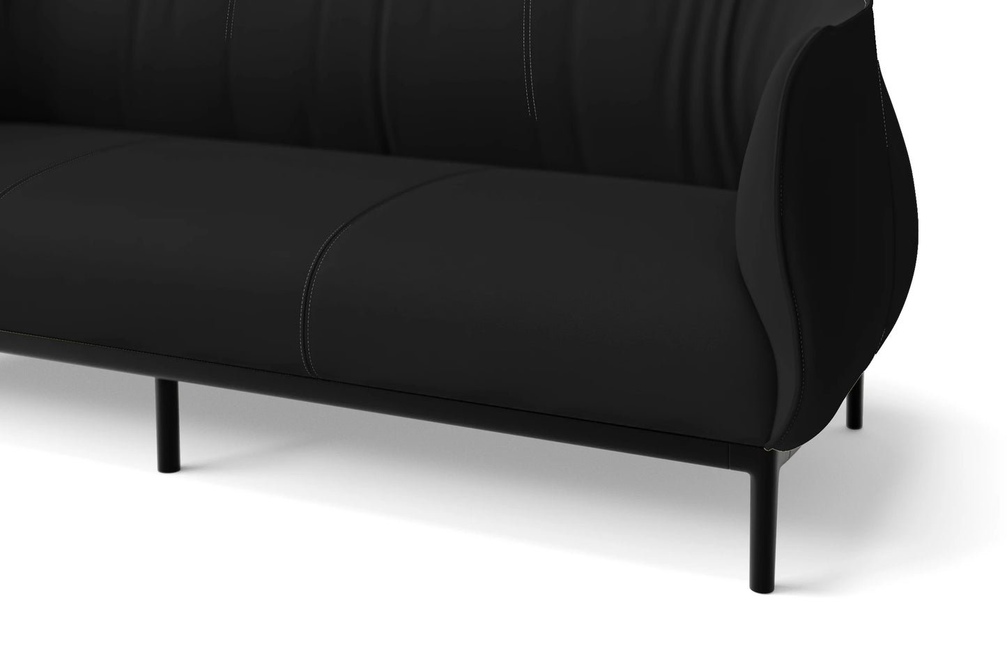 Lamezia 3 Seater Sofa Black Leather