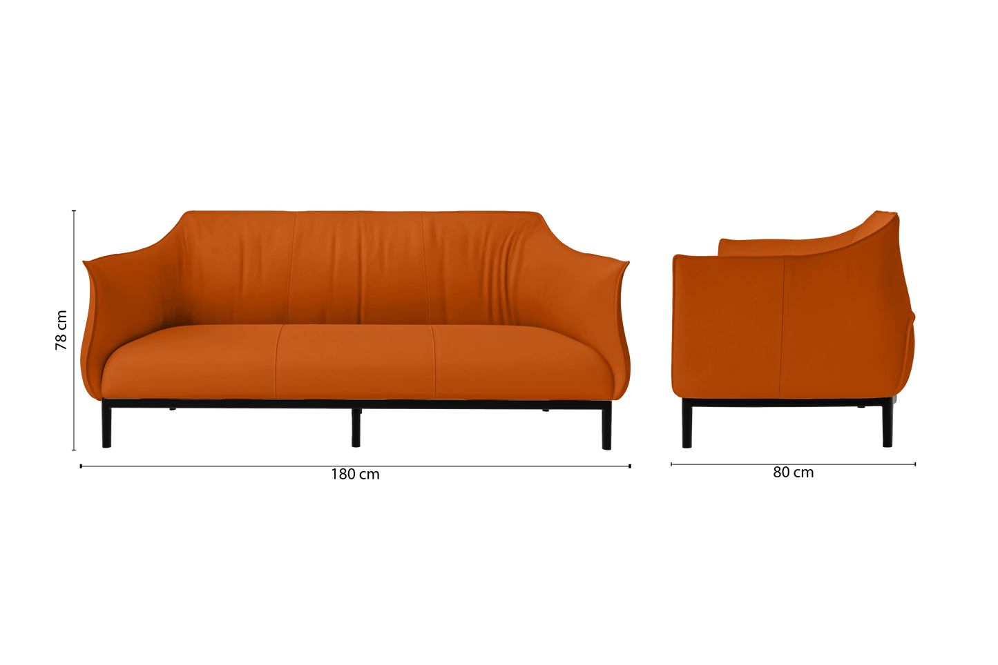 Lamezia 3 Seater Sofa Orange Leather