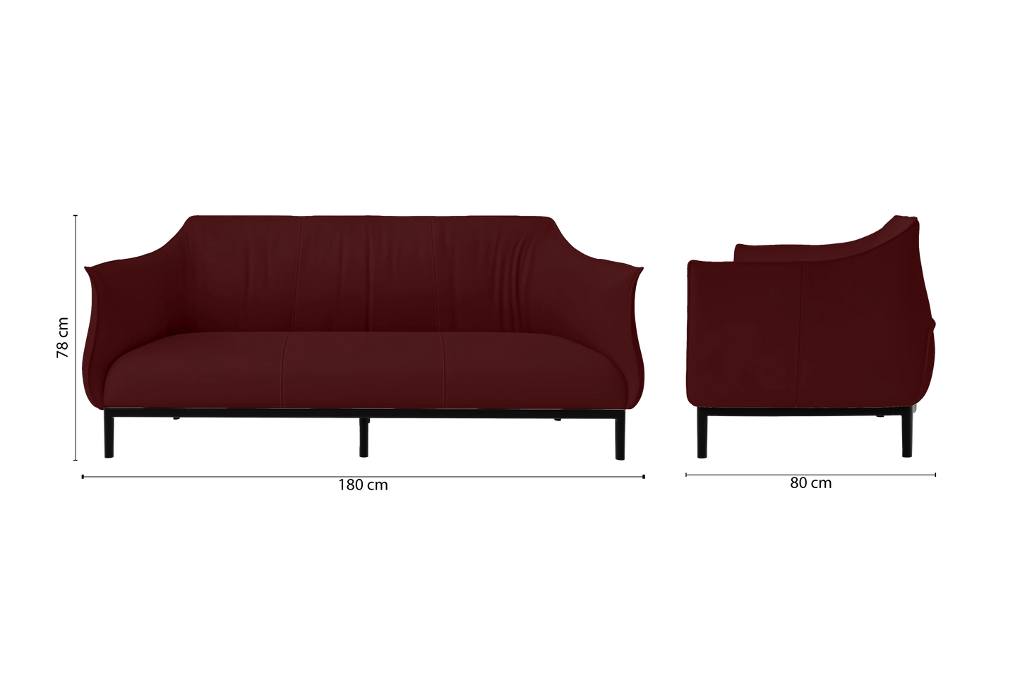 Lamezia 3 Seater Sofa Red Leather