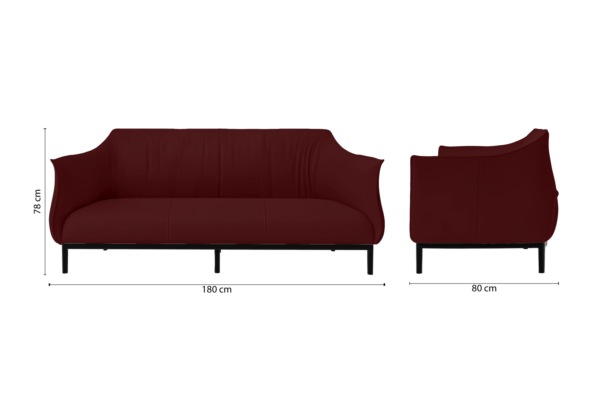 Lamezia 3 Seater Sofa Red Leather