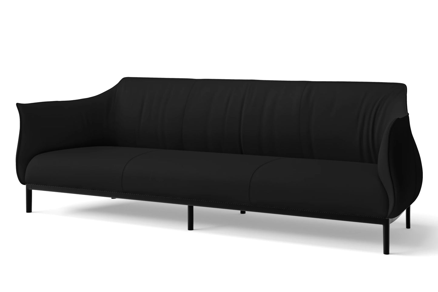 Lamezia 4 Seater Sofa Black Leather