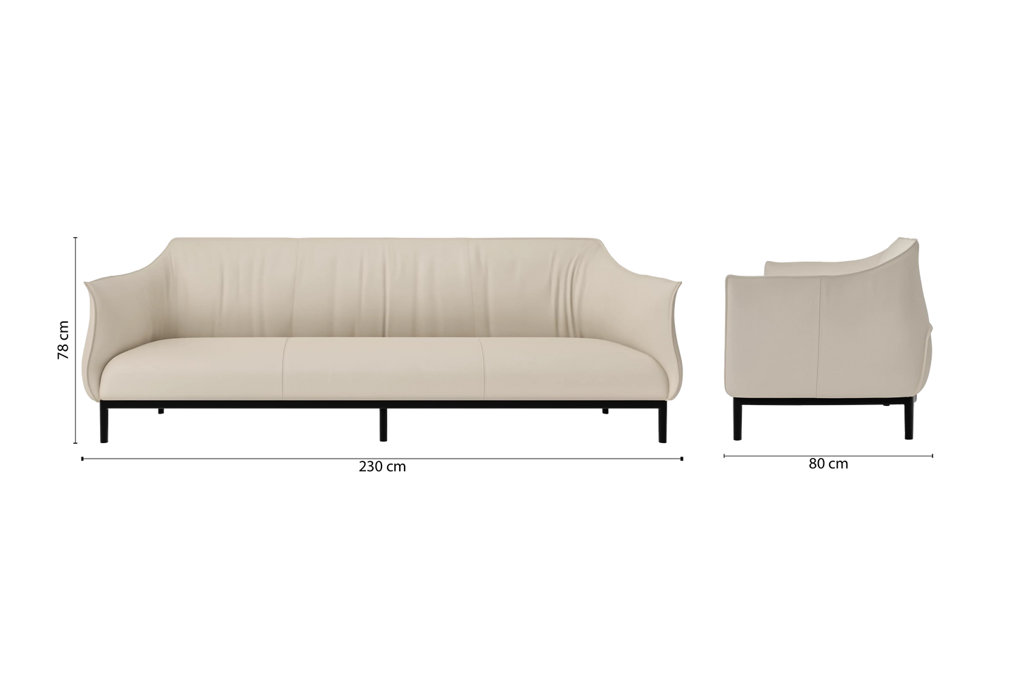 Lamezia 4 Seater Sofa Cream Leather