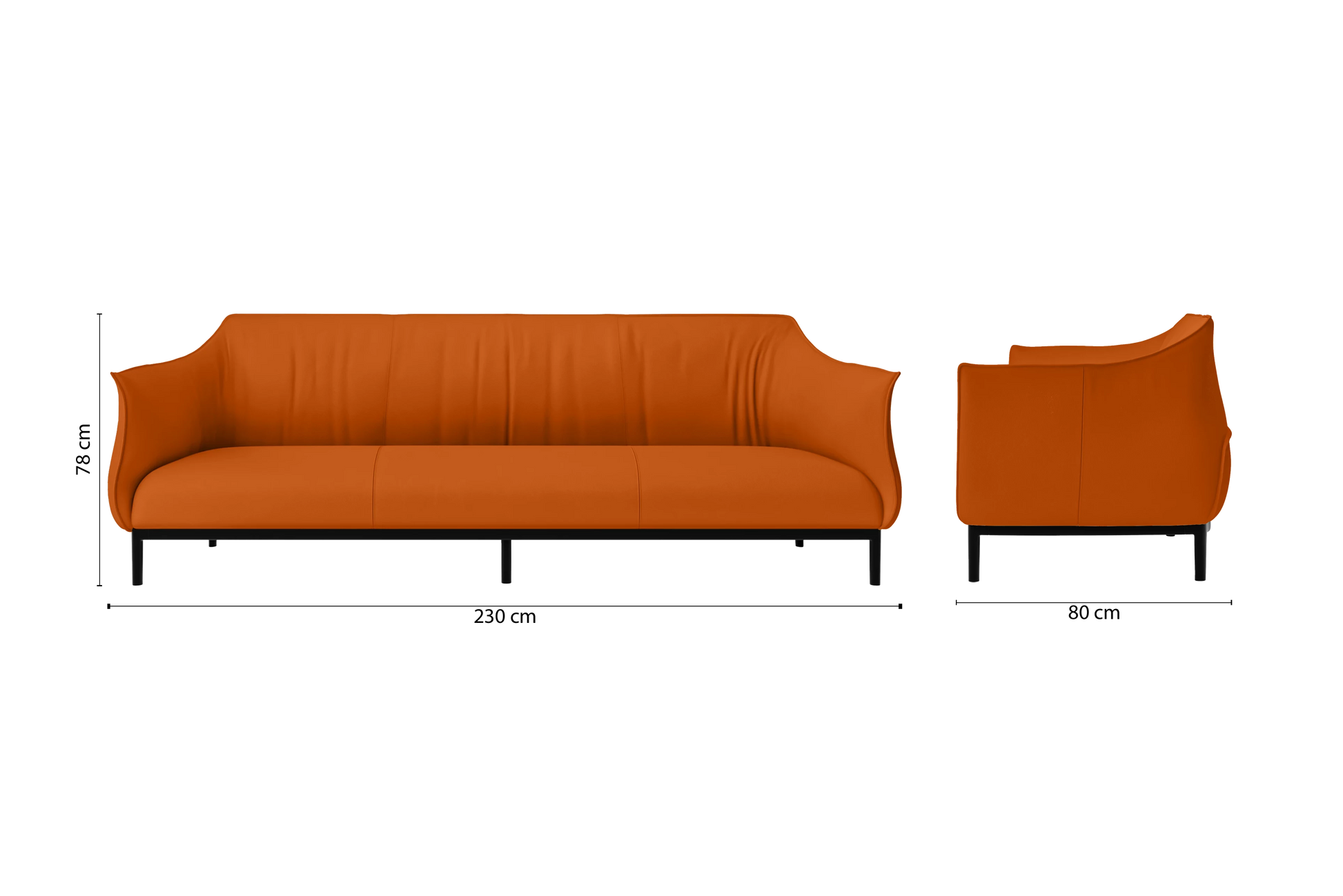 Lamezia 4 Seater Sofa Orange Leather