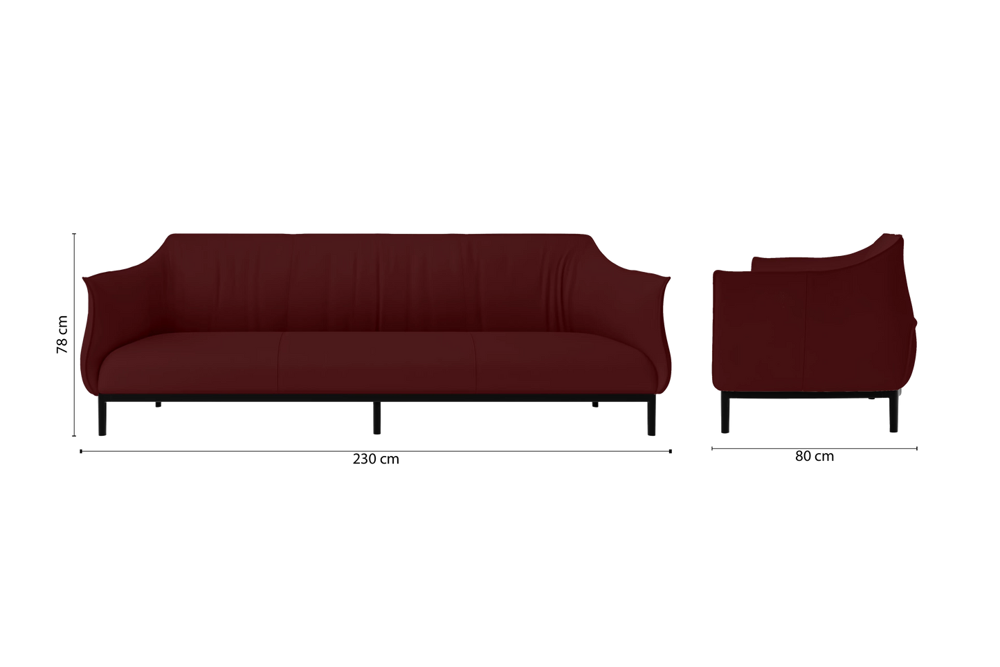 Lamezia 4 Seater Sofa Red Leather