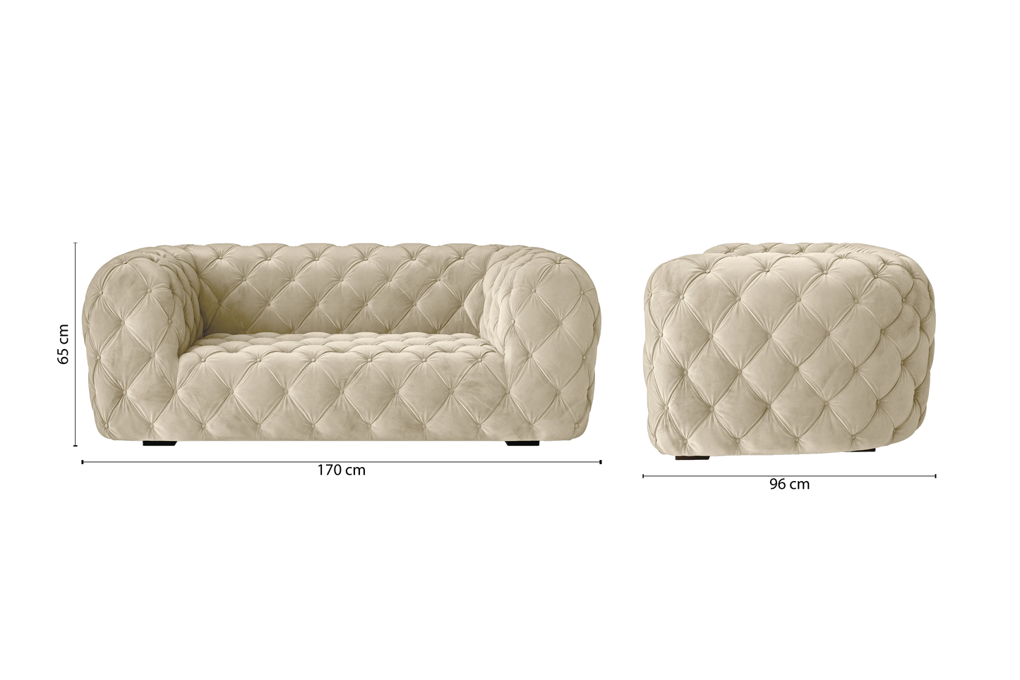 Lecce 2 Seater Sofa Cream Velvet